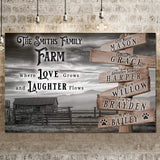 Where Love Grows And Laughter Flows Family Farm Names Sign - Tailored Canvases - Flyclothing LLC