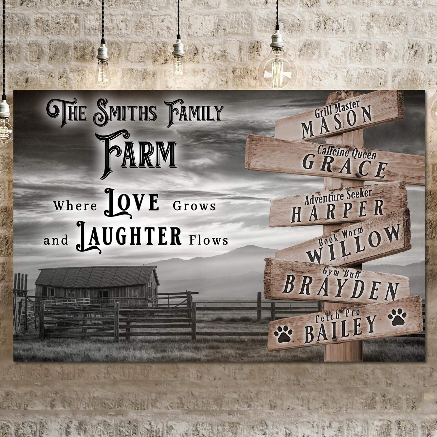 Where Love Grows And Laughter Flows Family Farm Names Sign - Tailored Canvases - Flyclothing LLC