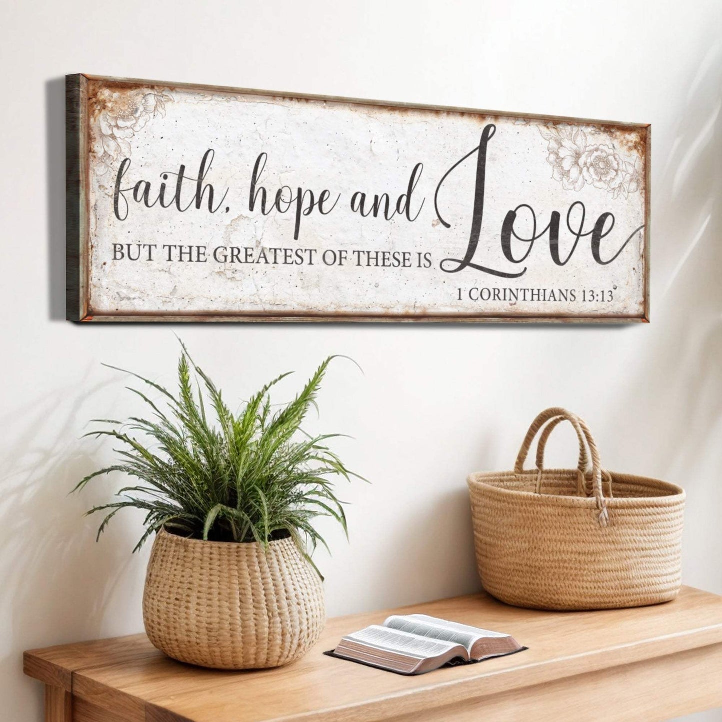 Faith Hope And Love 1 Corinthians 13:13 Faith Sign - Tailored Canvases - Flyclothing LLC