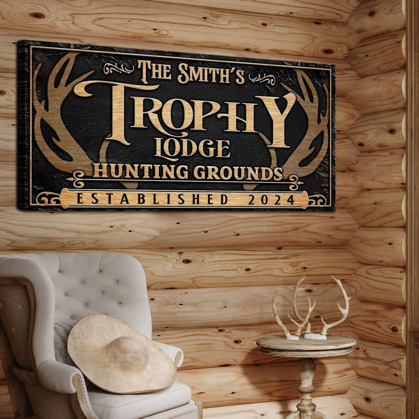 Personalized Family Antler Sign III - Tailored Canvases - Flyclothing LLC