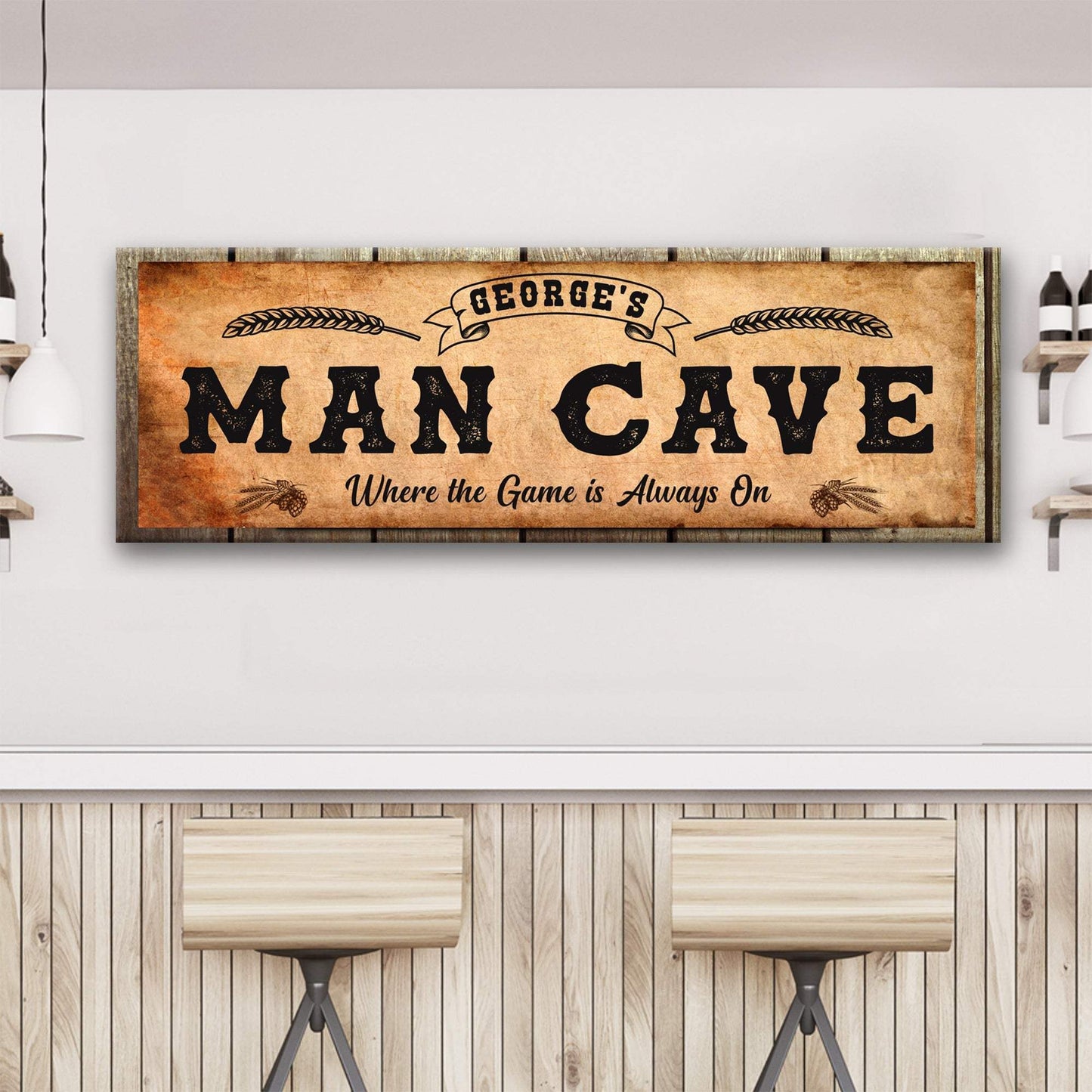 Personalized Man Cave Sign: Rustic Man Cave Sign for Custom Bar Signs or Home Bar - Tailored Canvases - Flyclothing LLC