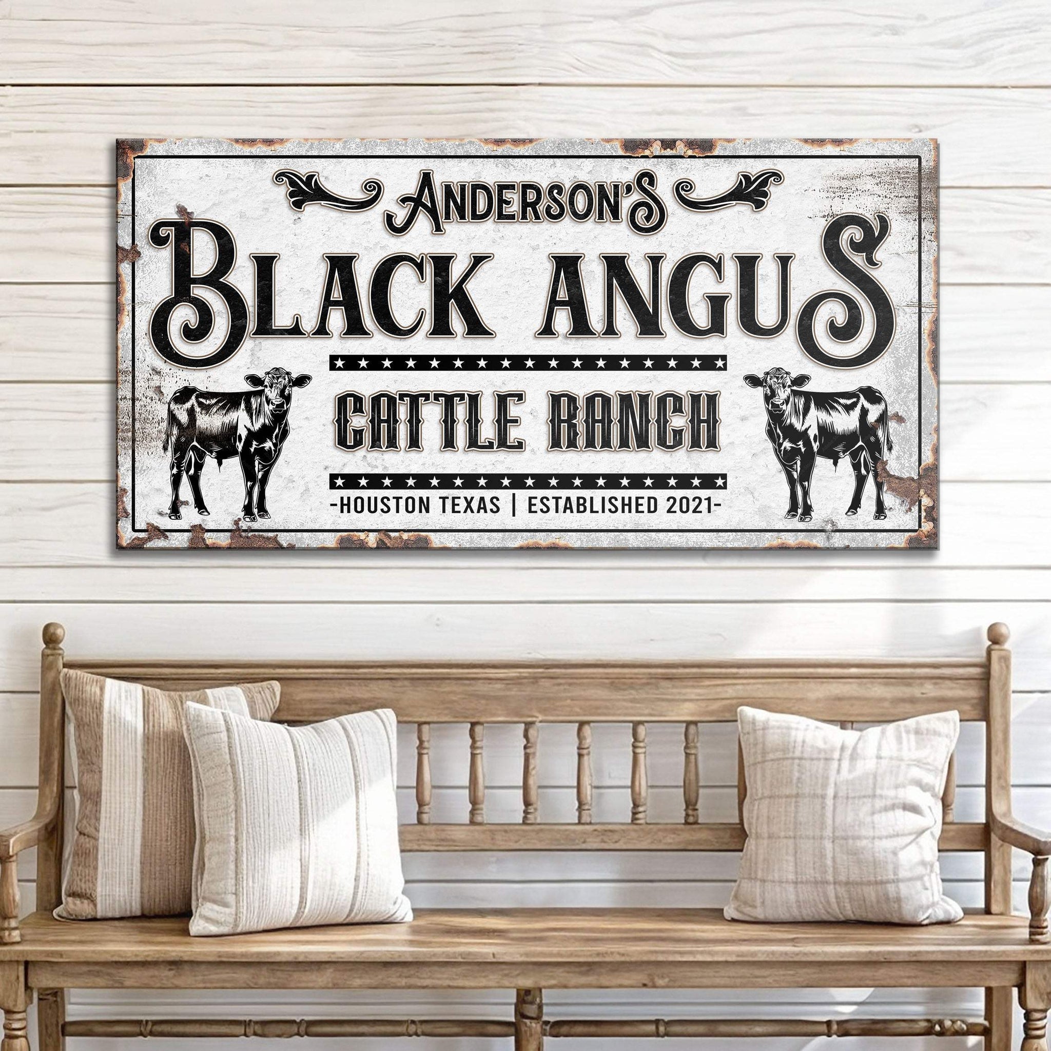 Personalized Black Angus Cattle Sign - Tailored Canvases - Flyclothing LLC