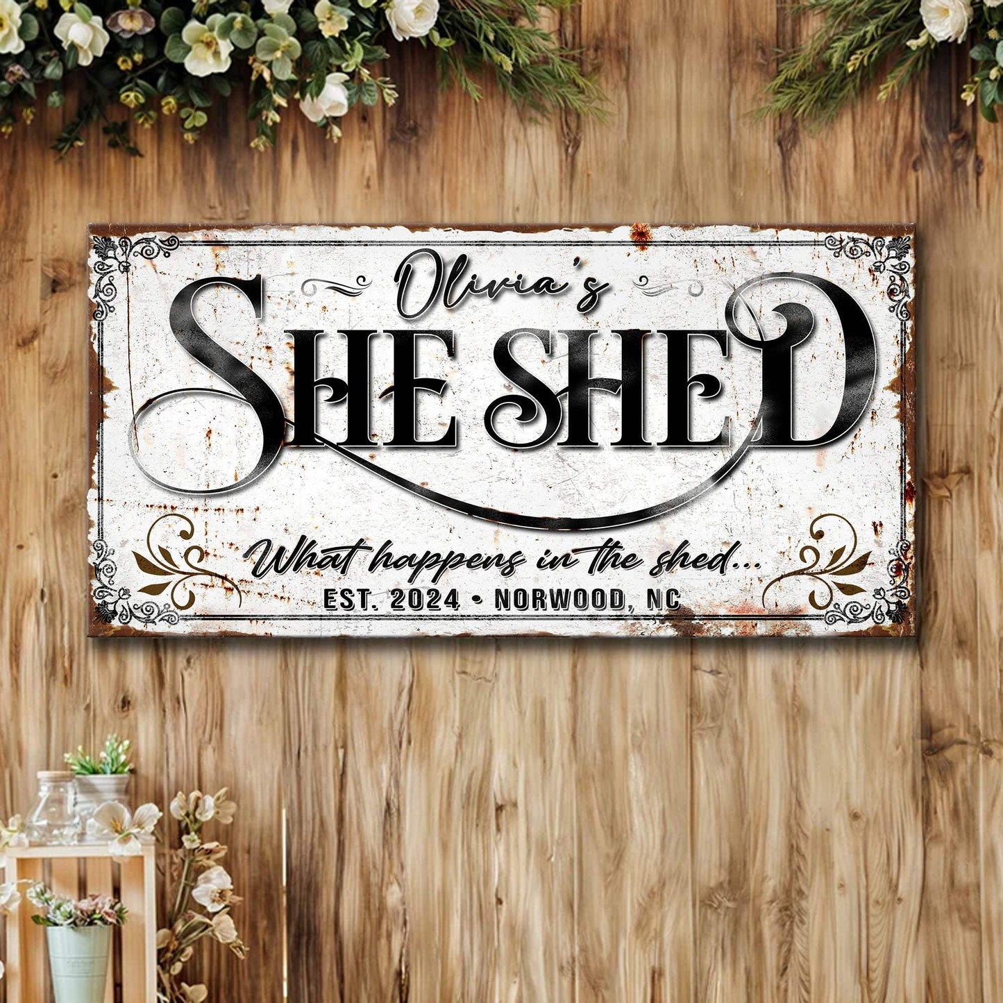 Personalized She Shed Sign XVIII - Tailored Canvases - Flyclothing LLC