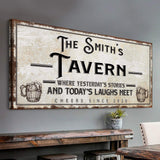 Tavern Where Yesterday's Stories and Today's Laughs Meet Sign - Tailored Canvases - Flyclothing LLC