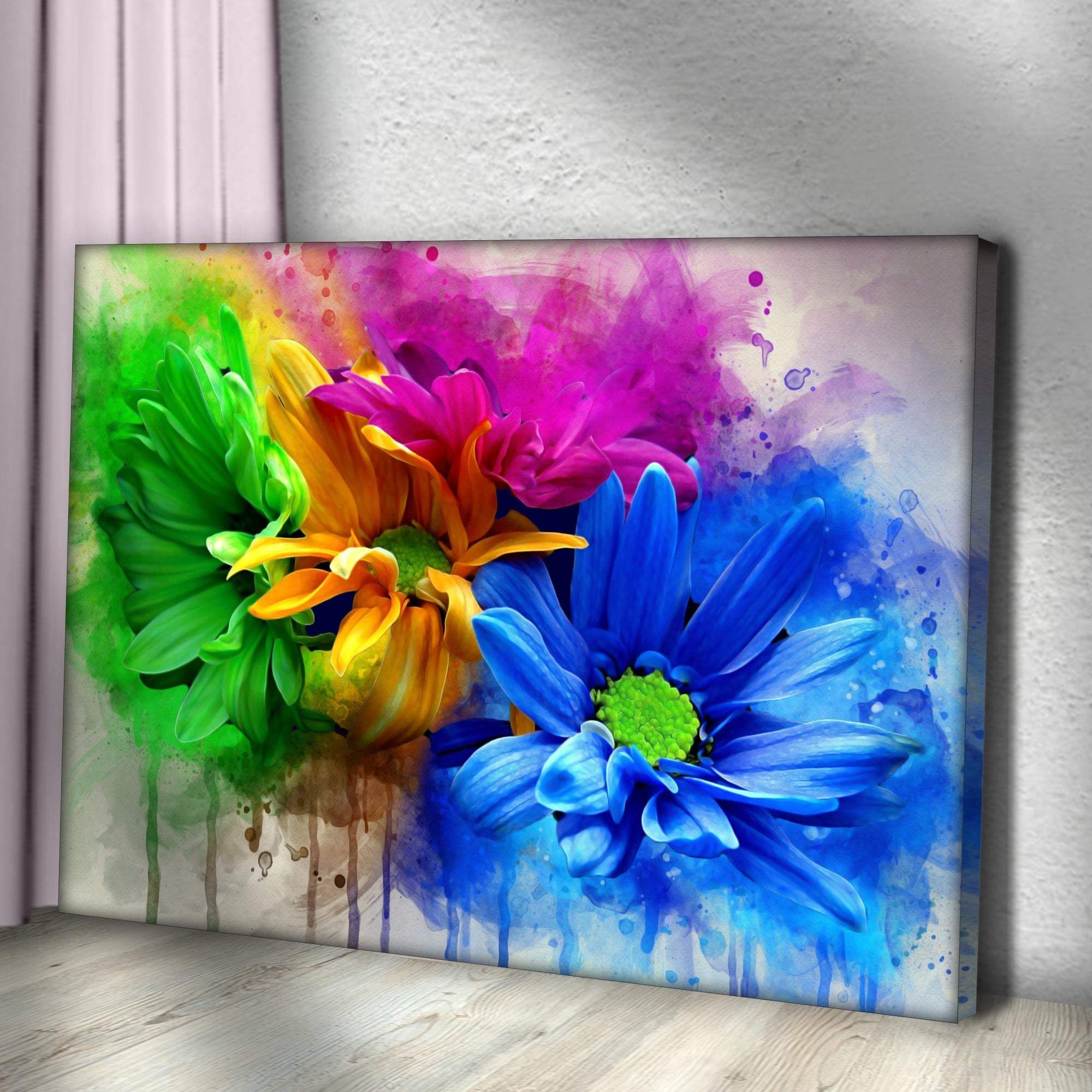 Watercolor Daisies Canvas Wall Art - Tailored Canvases - Flyclothing LLC