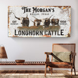 Personalized Long Horn Cattle Sign II - Tailored Canvases - Flyclothing LLC