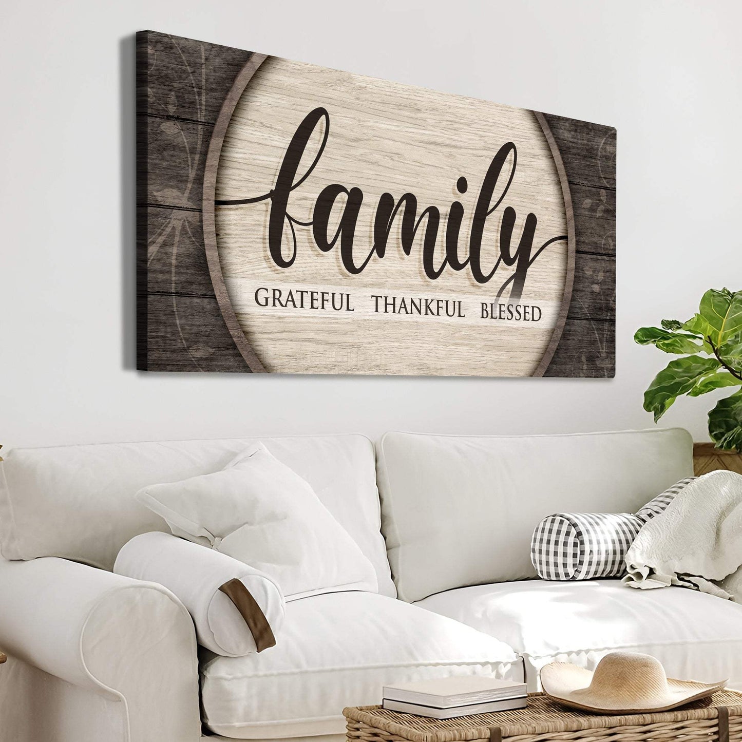 Grateful Thankful Blessed Family Sign - Tailored Canvases - Flyclothing LLC