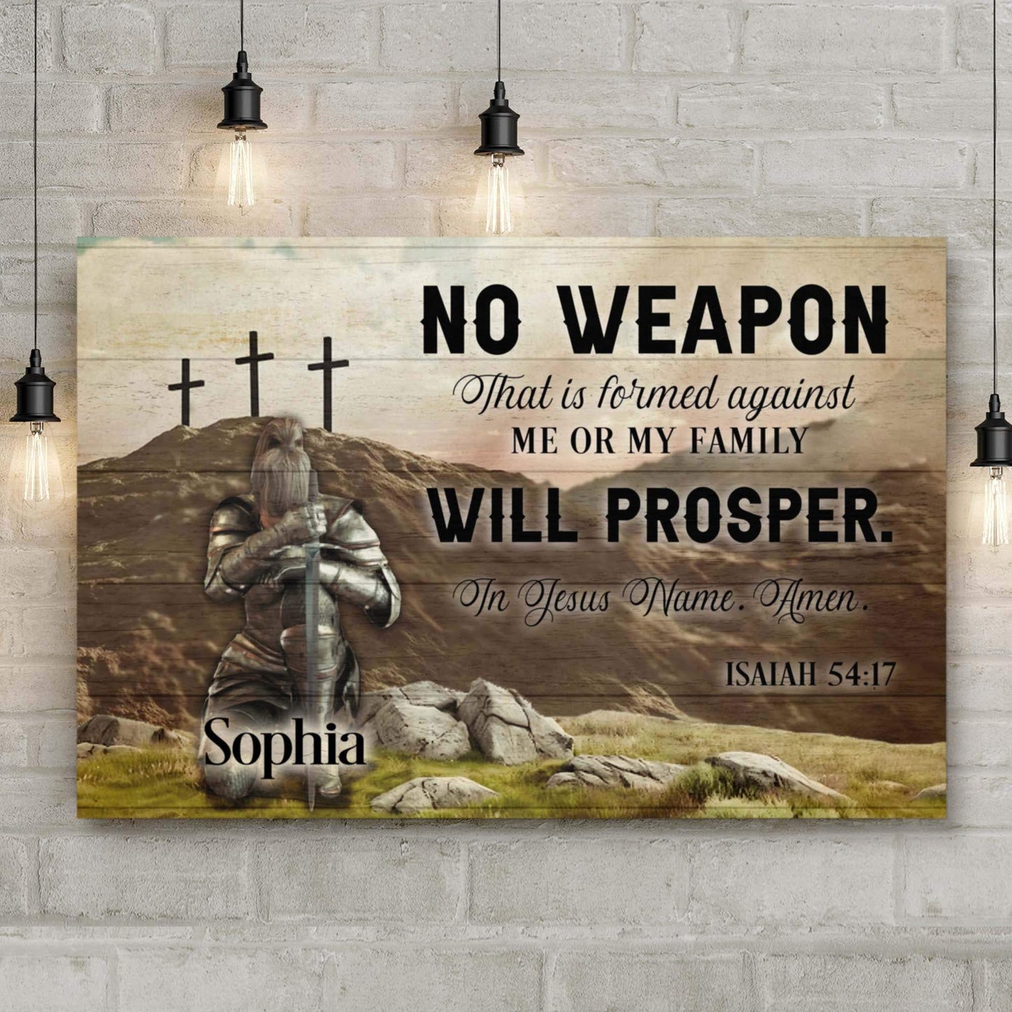 No Weapon That Is Formed Against You Will Prosper Isaiah 54:17 Faith Sign II - Tailored Canvases - Flyclothing LLC