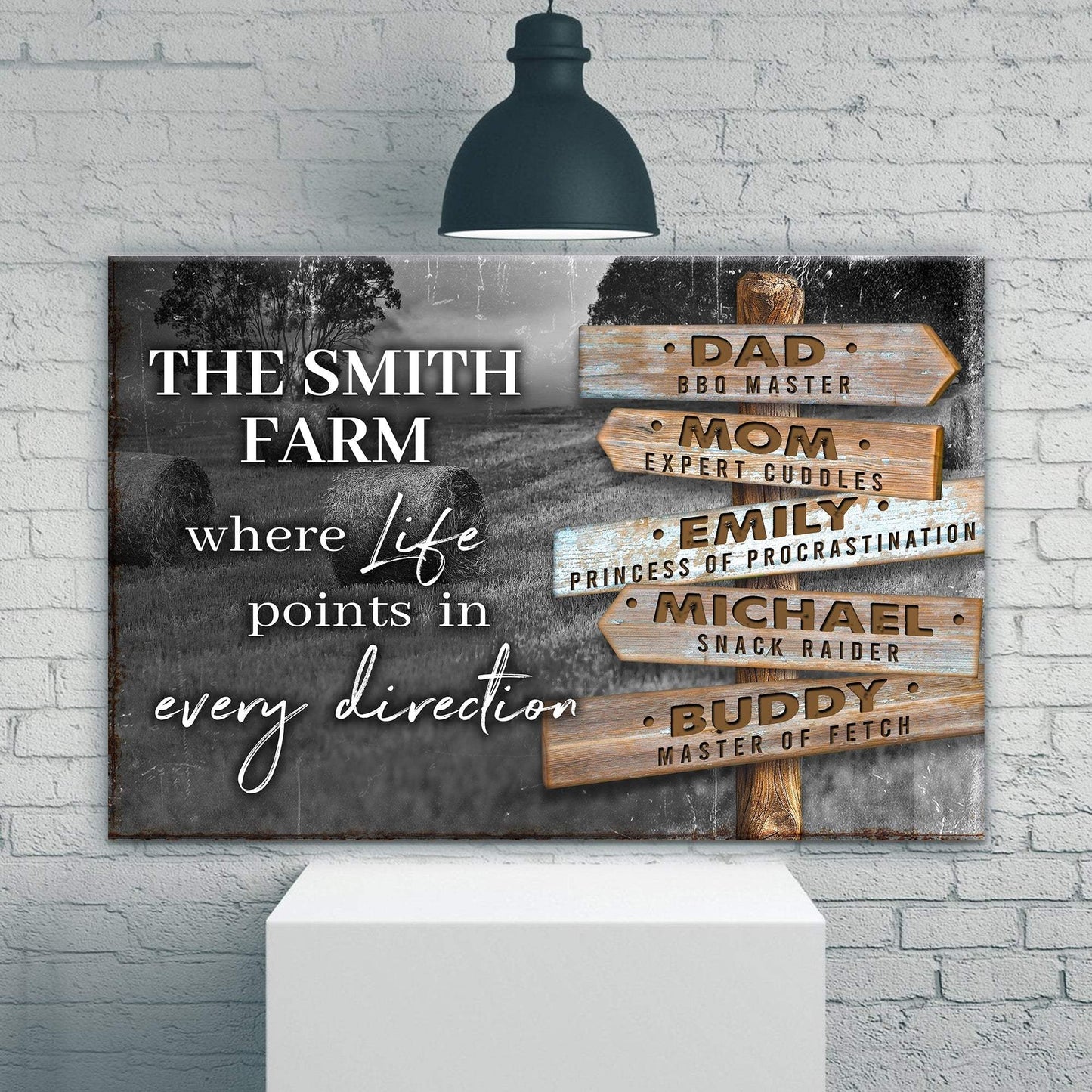Where Life Points In Every Direction Family Farm Names Sign - Tailored Canvases - Flyclothing LLC