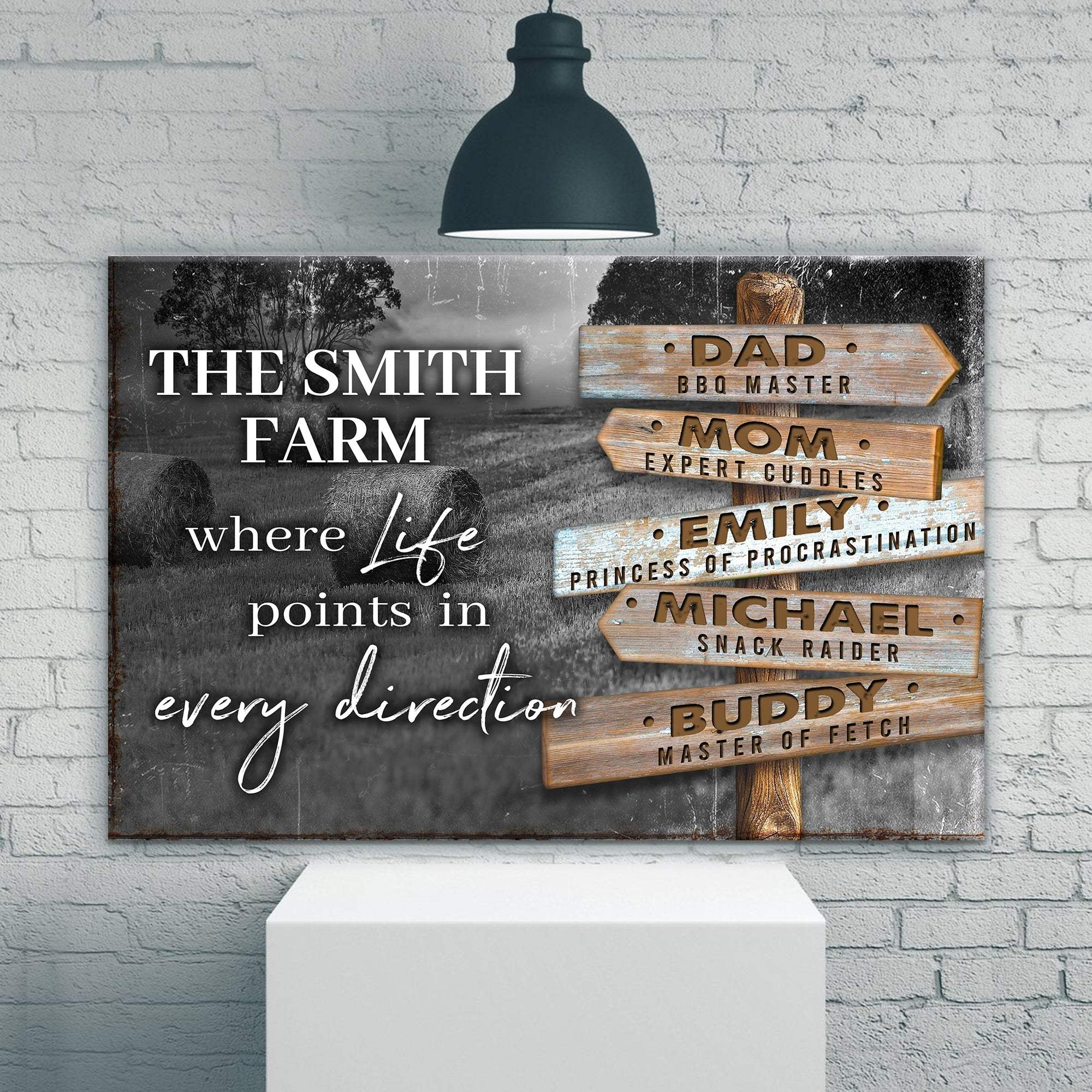 Where Life Points In Every Direction Family Farm Names Sign - Tailored Canvases - Flyclothing LLC