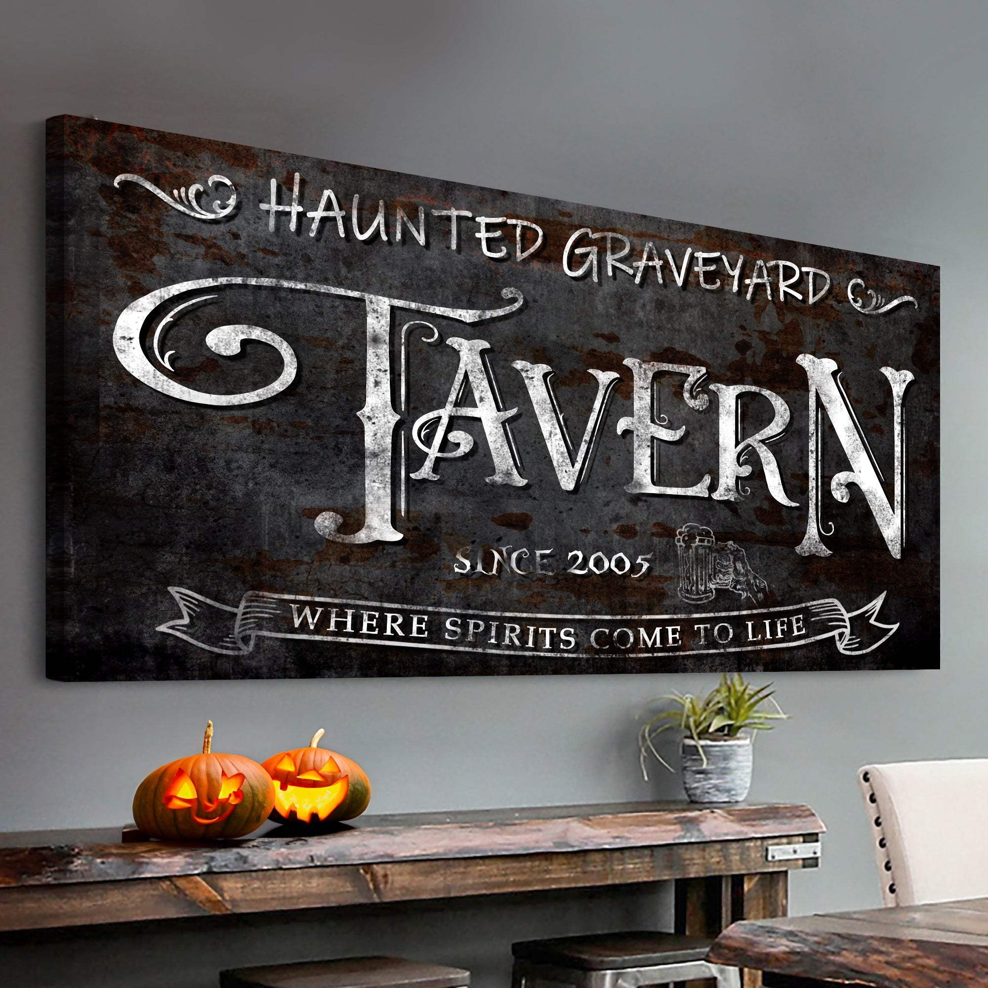 Haunted Graveyard Tavern Halloween Sign III - Tailored Canvases - Flyclothing LLC