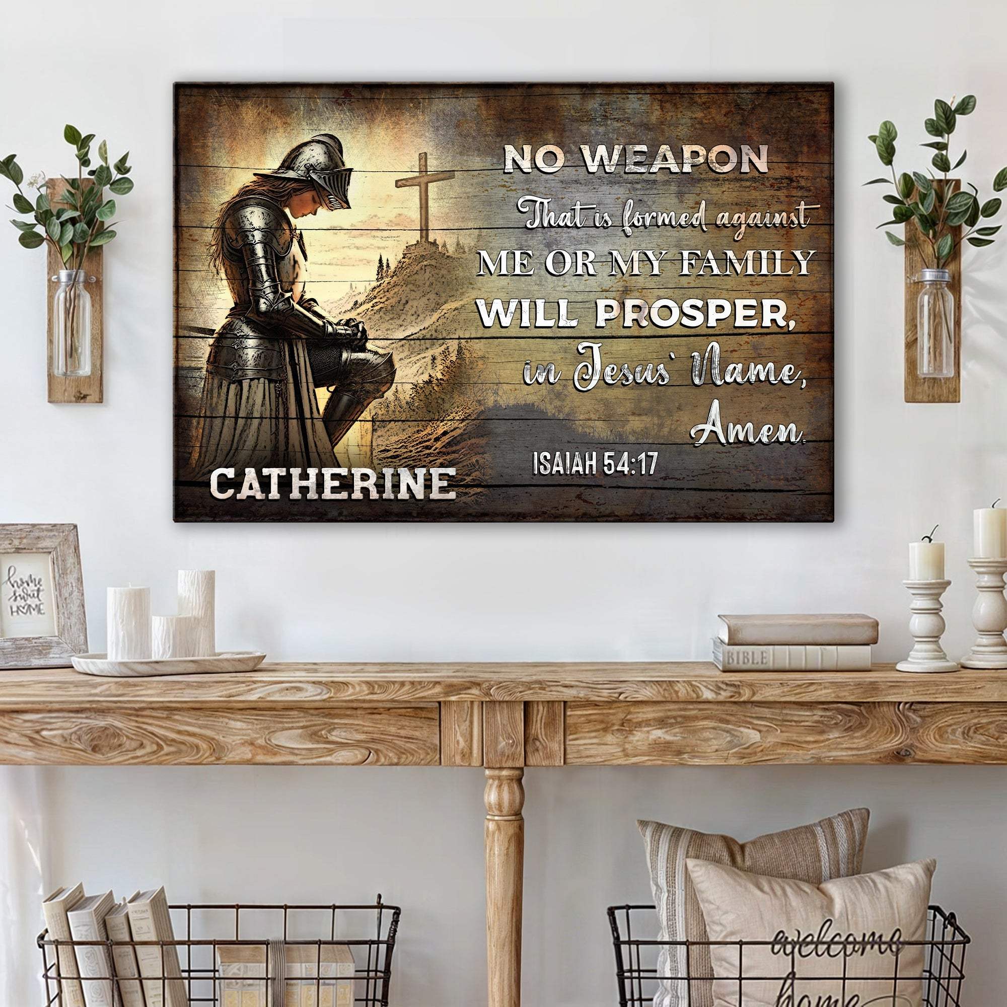 No Weapon That Is Formed Against You Will Prosper Isaiah 54:17 Faith Sign III - Tailored Canvases - Flyclothing LLC