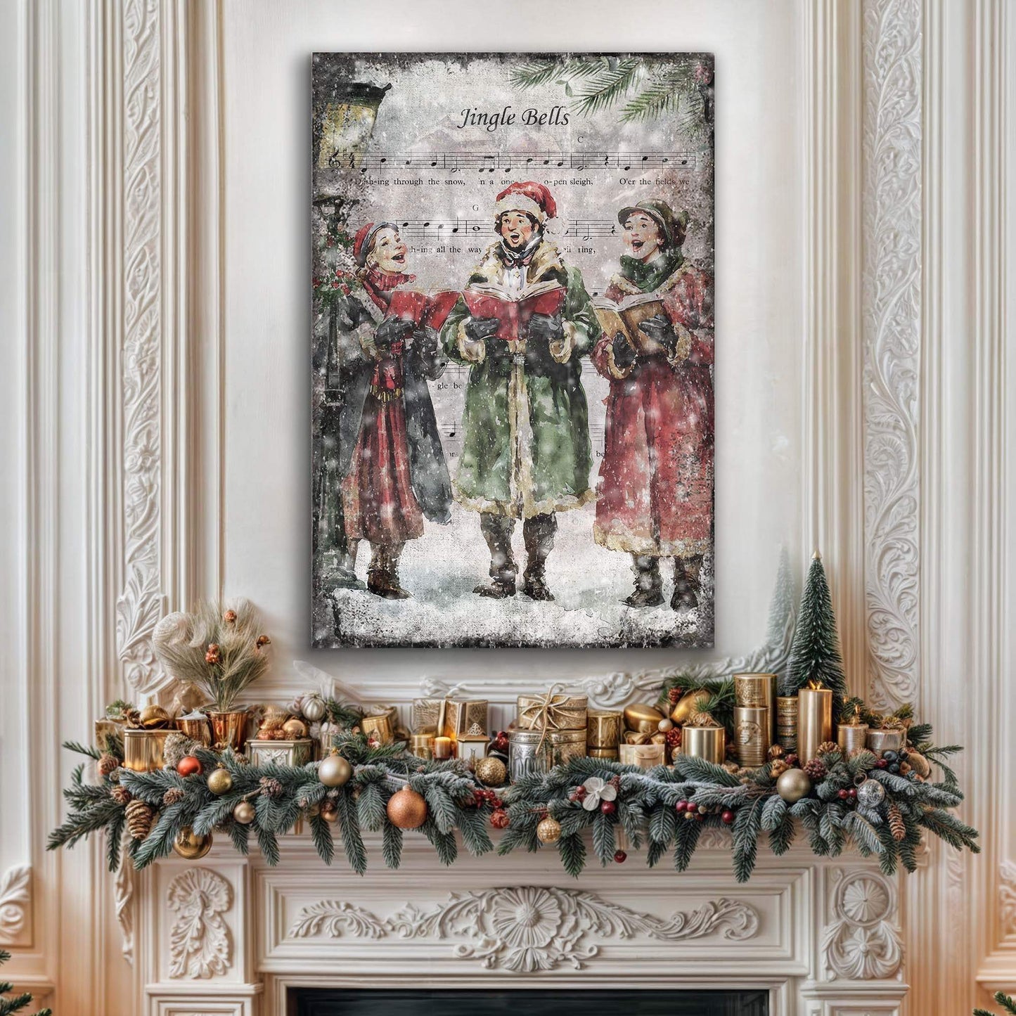 Vintage Christmas Carolers Wall Art II - Tailored Canvases - Flyclothing LLC