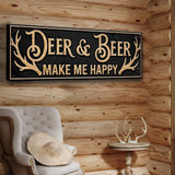 Deer And Beer Make Me Happy Hunting Sign - Tailored Canvases - Flyclothing LLC