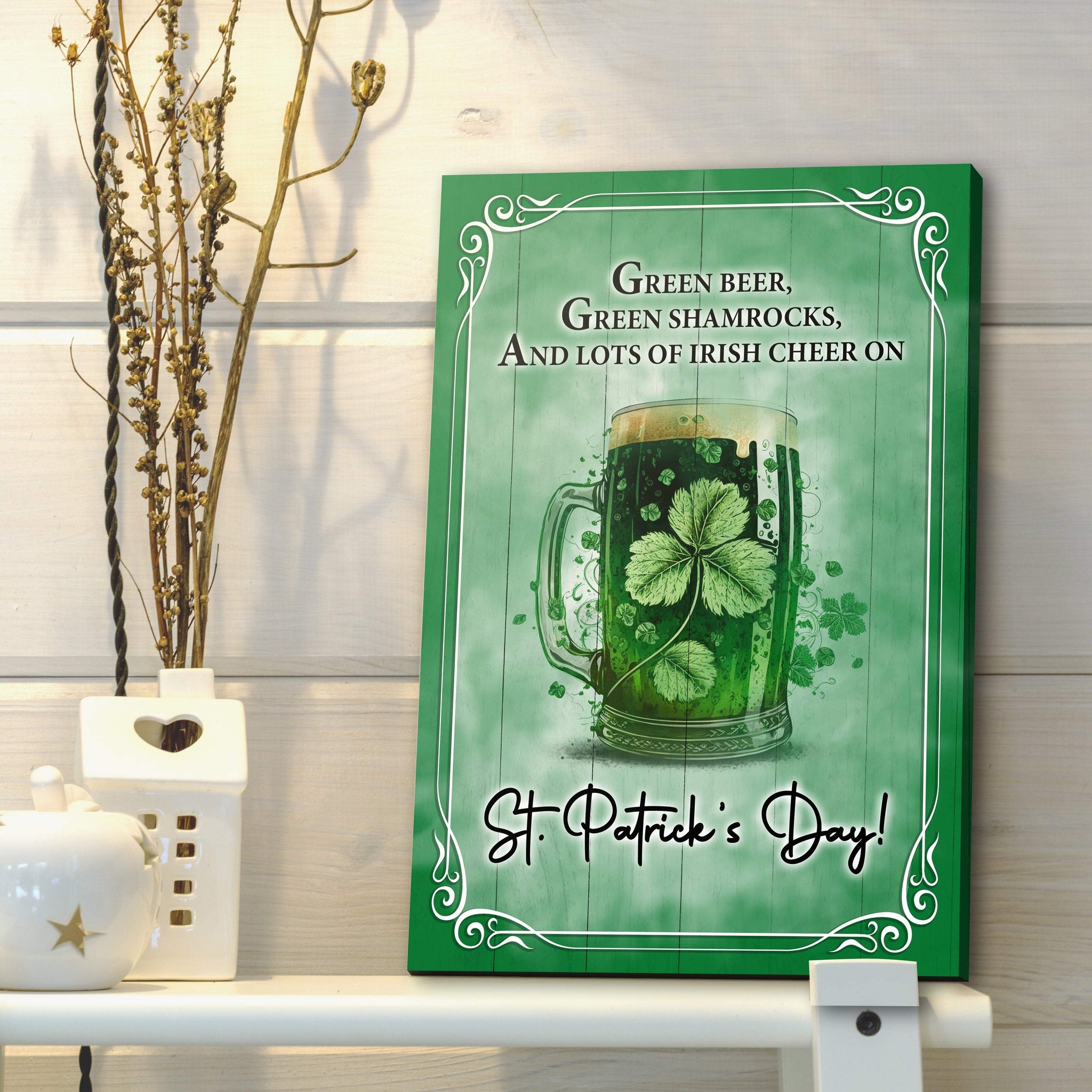Green Beer, Green Shamrocks St. Patrick's Day Sign - Tailored Canvases - Flyclothing LLC