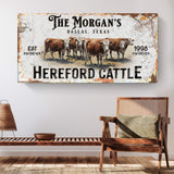 Personalized Hereford Cattle Sign II - Tailored Canvases - Flyclothing LLC