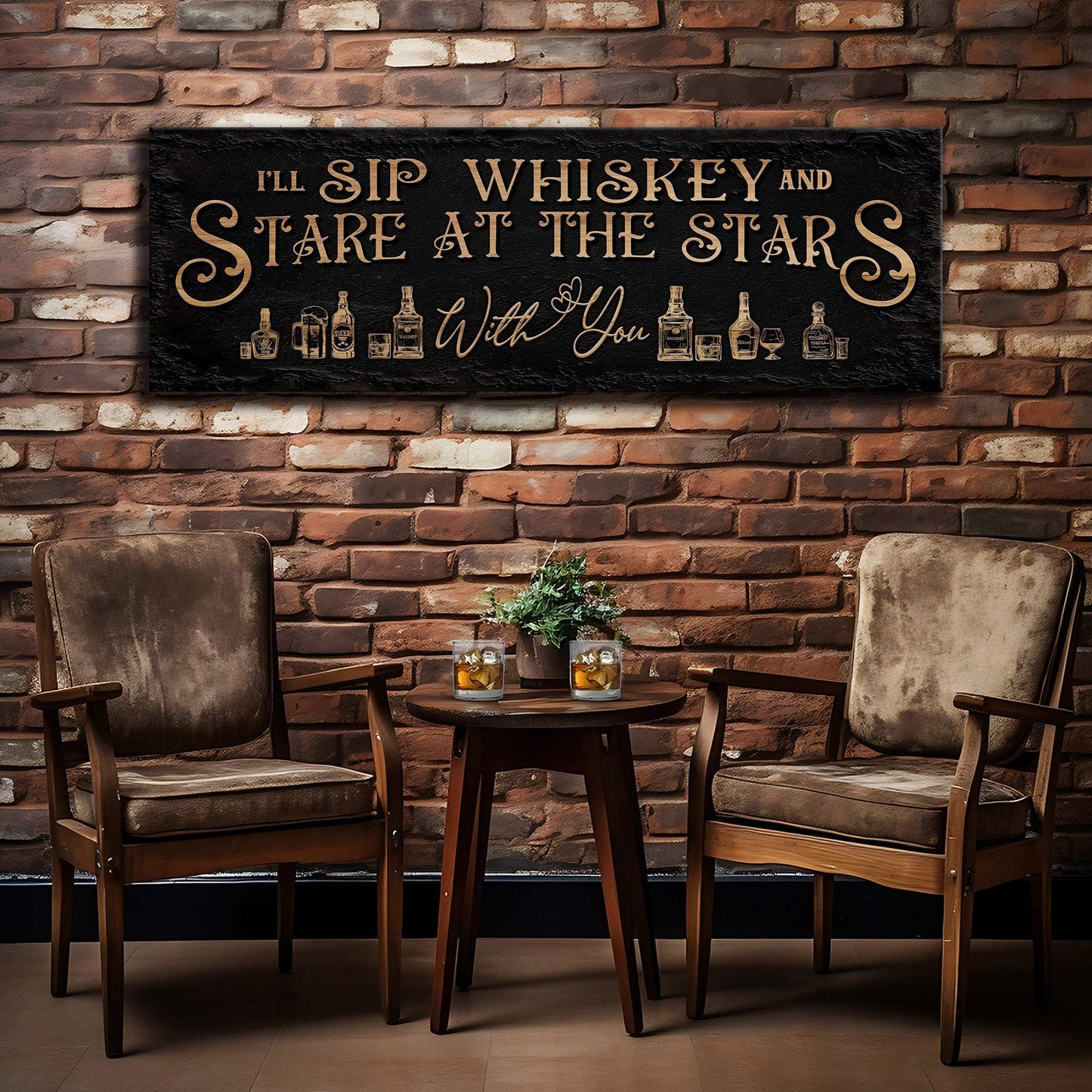 I'll Sip Whiskey And Stare At The Stars Sign - Tailored Canvases - Flyclothing LLC