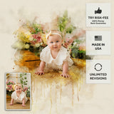 Newborn Baby Watercolor Portrait Custom Wall Art - Tailored Canvases - Flyclothing LLC