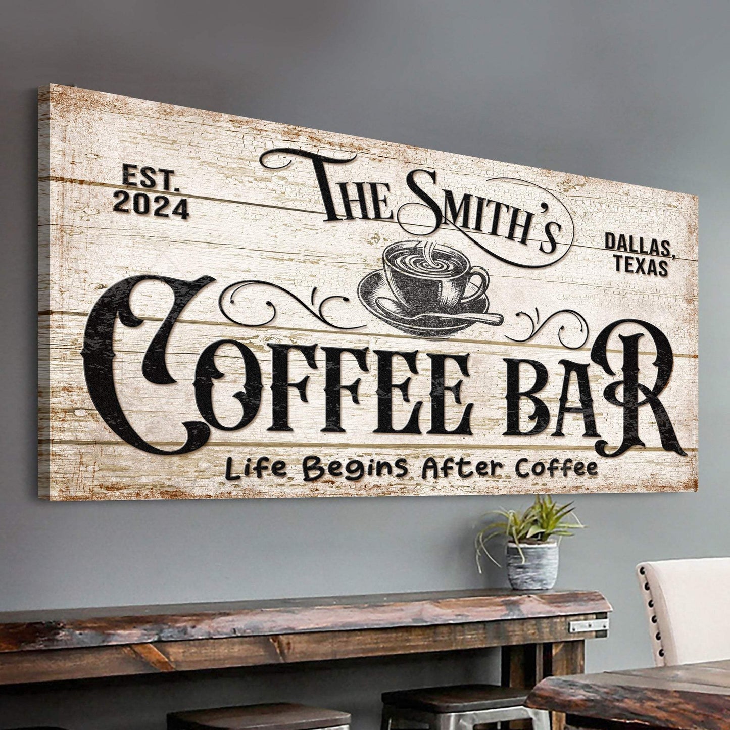 Personalized Coffee Bar Sign IV - Tailored Canvases - Flyclothing LLC