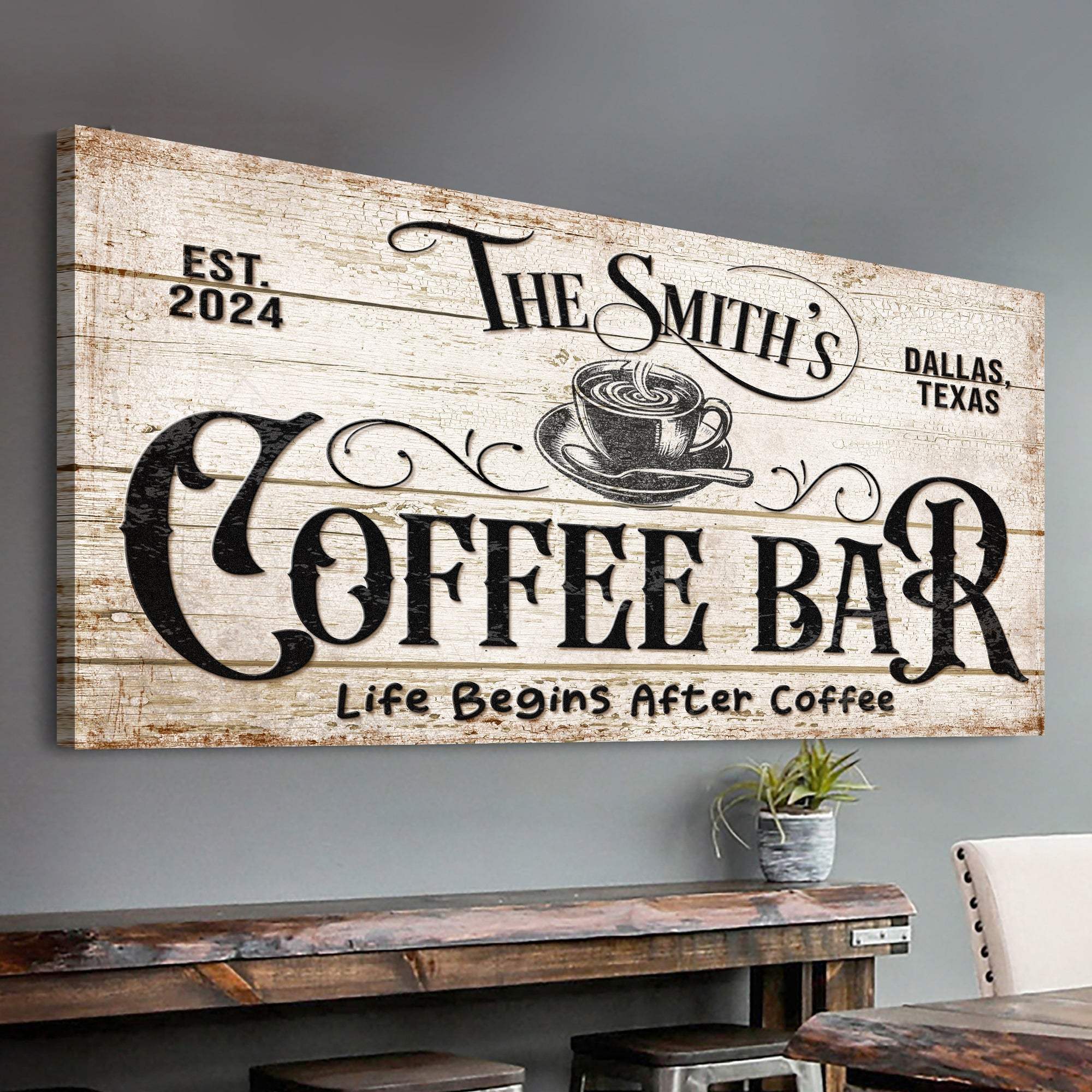 Personalized Coffee Bar Sign IV - Tailored Canvases - Flyclothing LLC