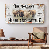 Personalized Highland Cattle Sign III - Tailored Canvases - Flyclothing LLC