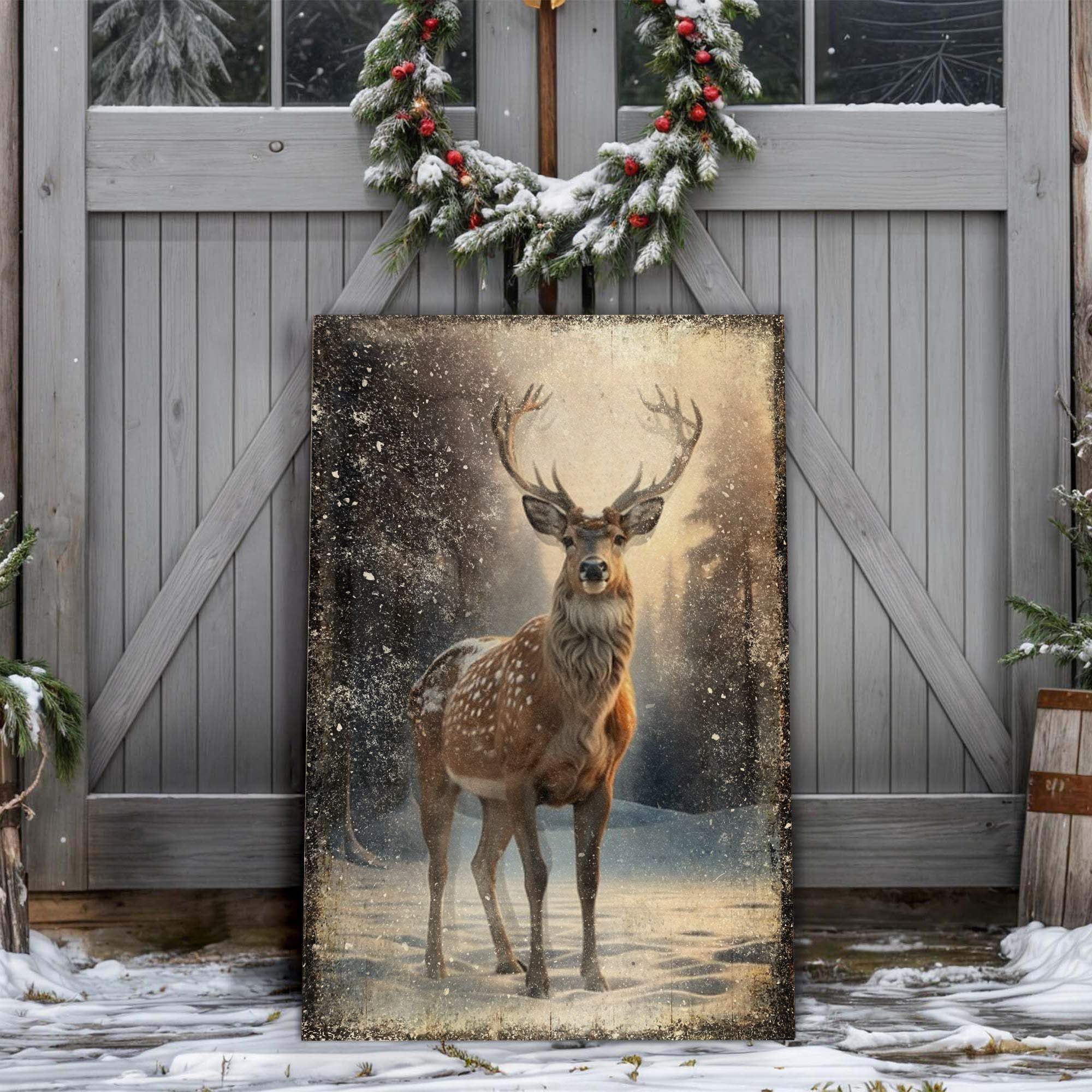 Vintage Winter Deer Christmas Wall Art IV - Tailored Canvases - Flyclothing LLC