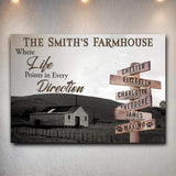 Where Life Points In Every Direction Family Farmhouse Names Sign - Tailored Canvases - Flyclothing LLC