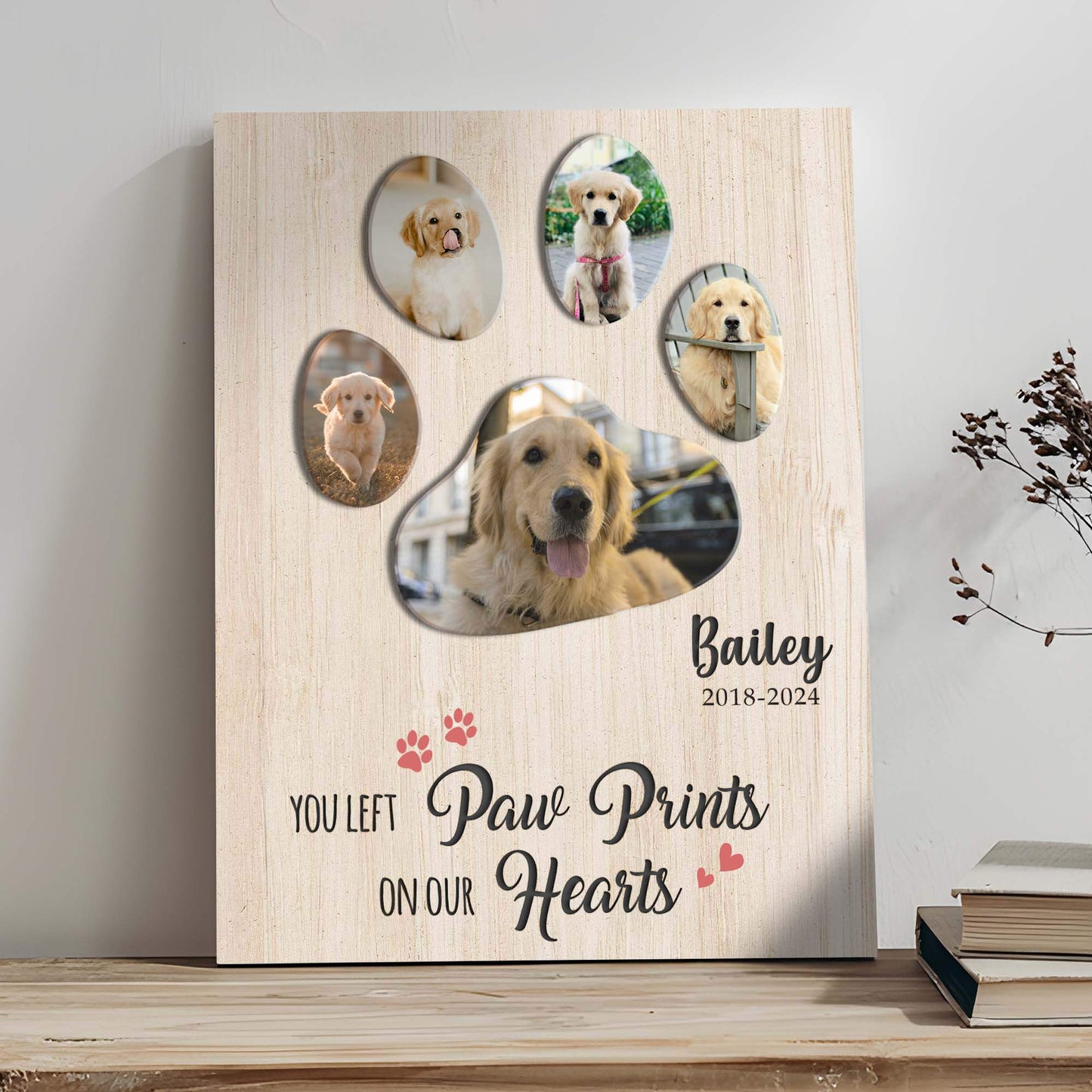 Pet Memorial Sign You Left Paw Prints On Our Hearts II - Tailored Canvases - Flyclothing LLC