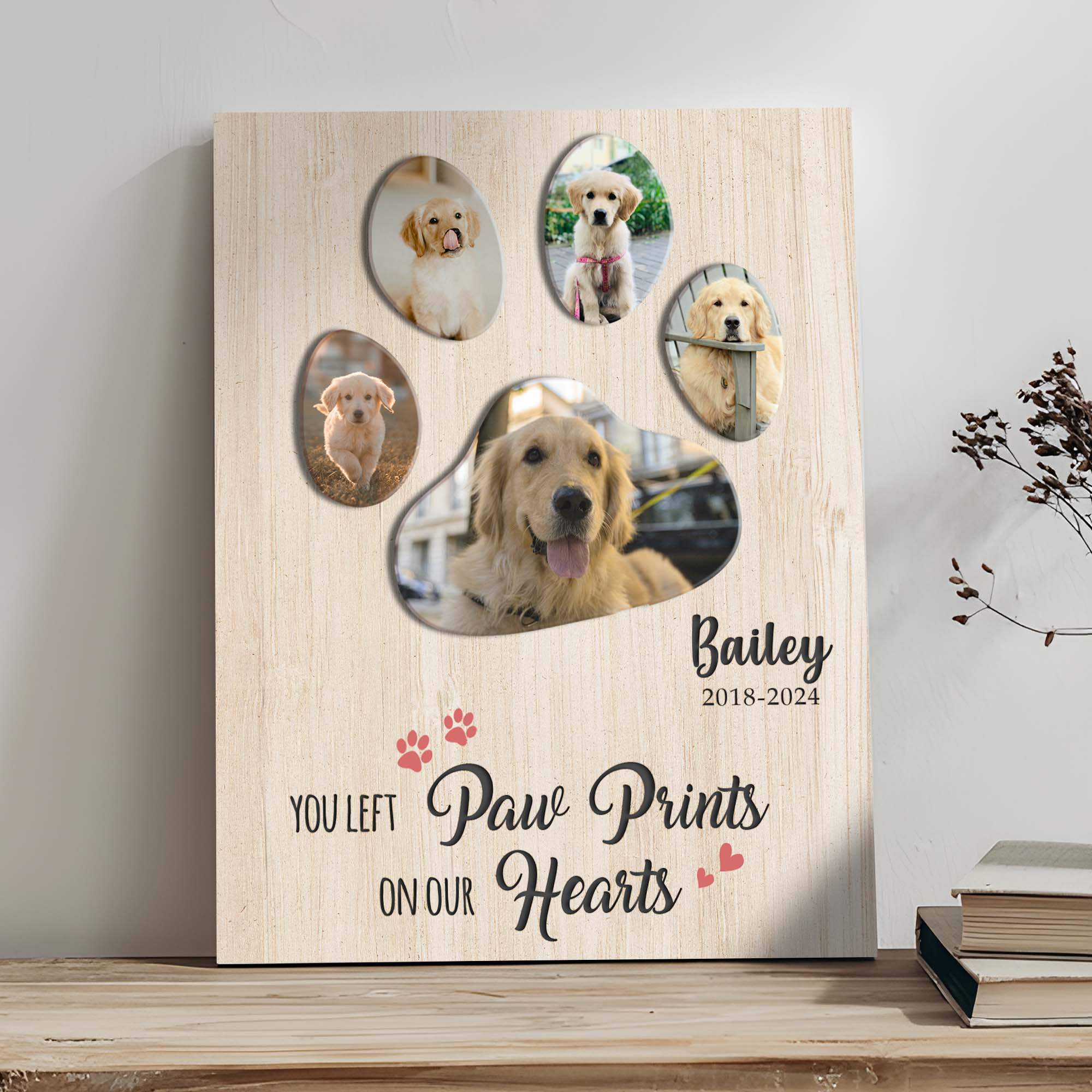 Pet Memorial Sign You Left Paw Prints On Our Hearts II - Tailored Canvases - Flyclothing LLC