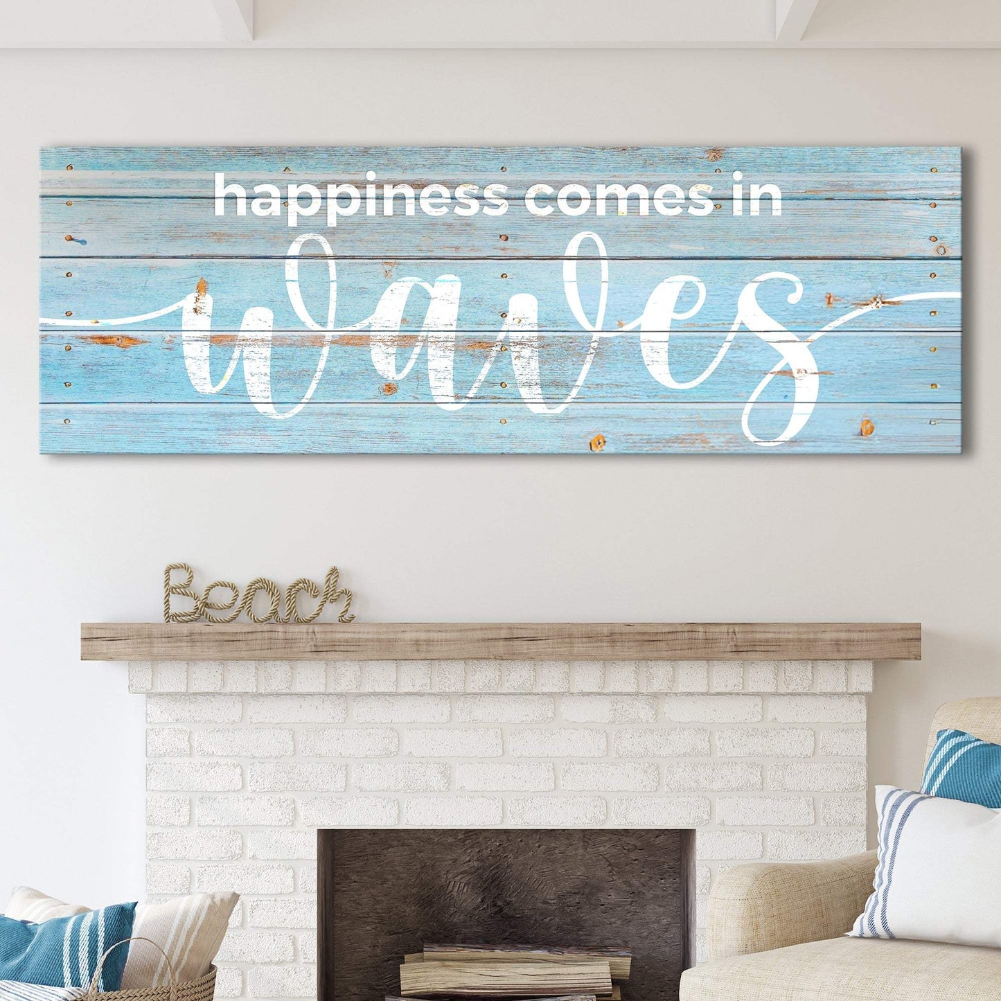 Happiness Comes In Waves Sign - Tailored Canvases - Flyclothing LLC