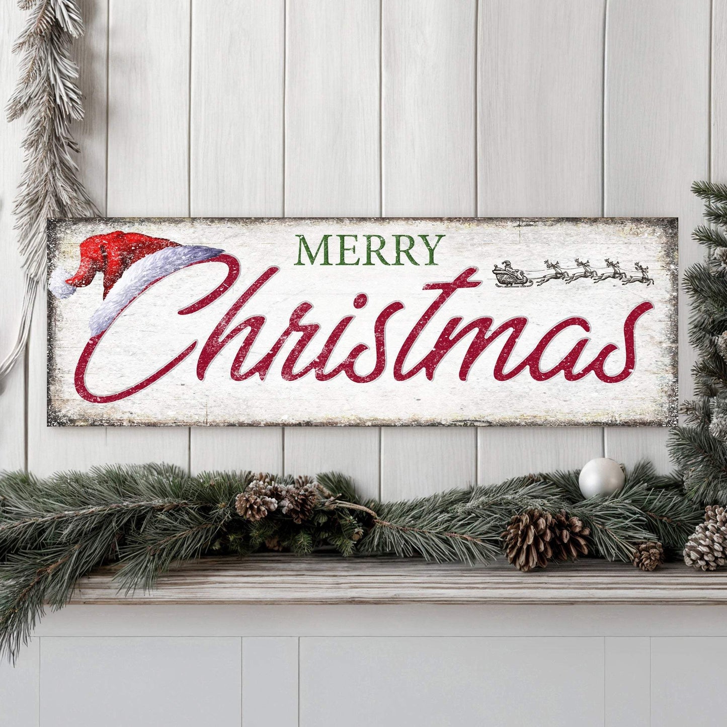 Vintage Merry Christmas Sign IV - Tailored Canvases - Flyclothing LLC