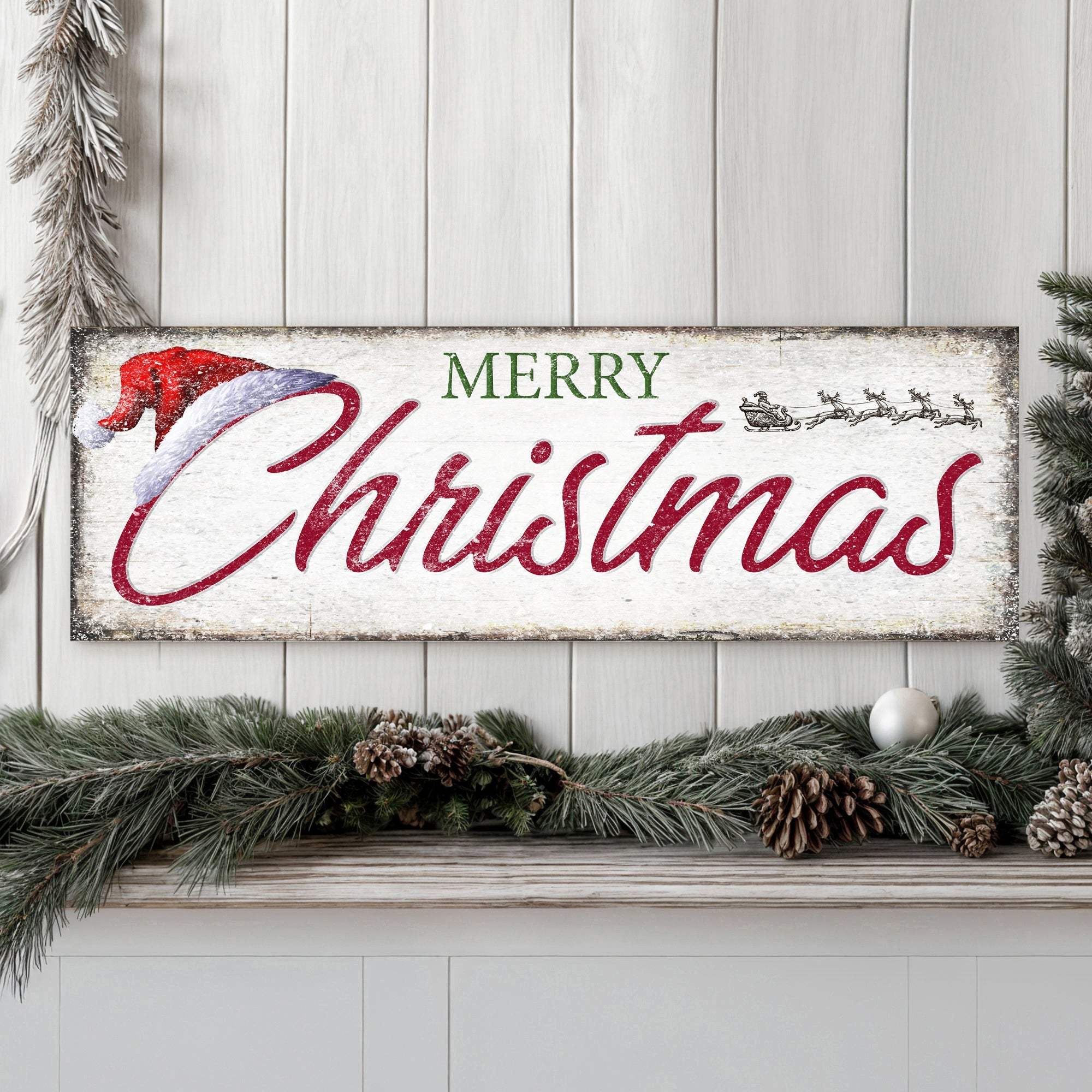 Vintage Merry Christmas Sign IV - Tailored Canvases - Flyclothing LLC