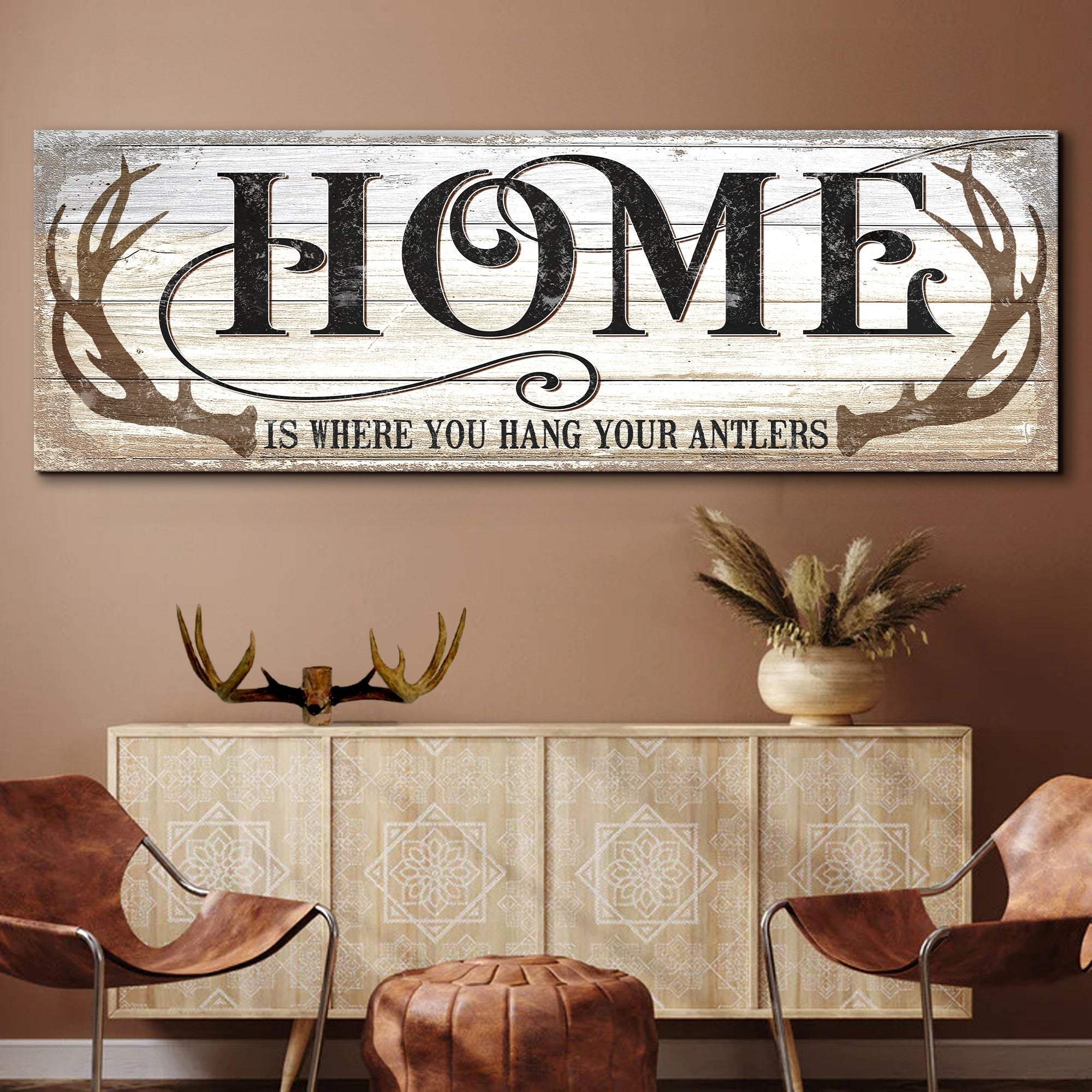 Home Is Where You Hang Your Antlers Sign II - Tailored Canvases - Flyclothing LLC