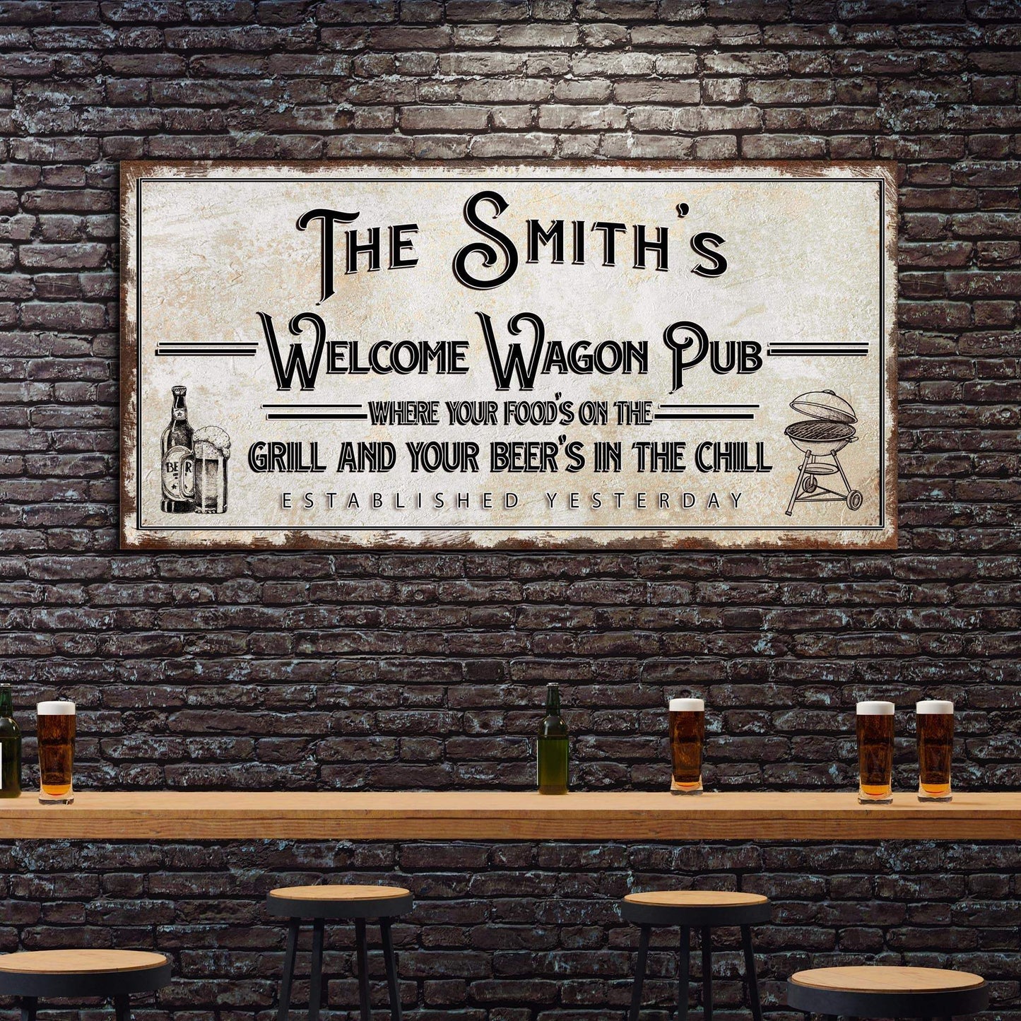 Welcome Wagon Pub Your Beer's In The Chill Sign - Tailored Canvases - Flyclothing LLC
