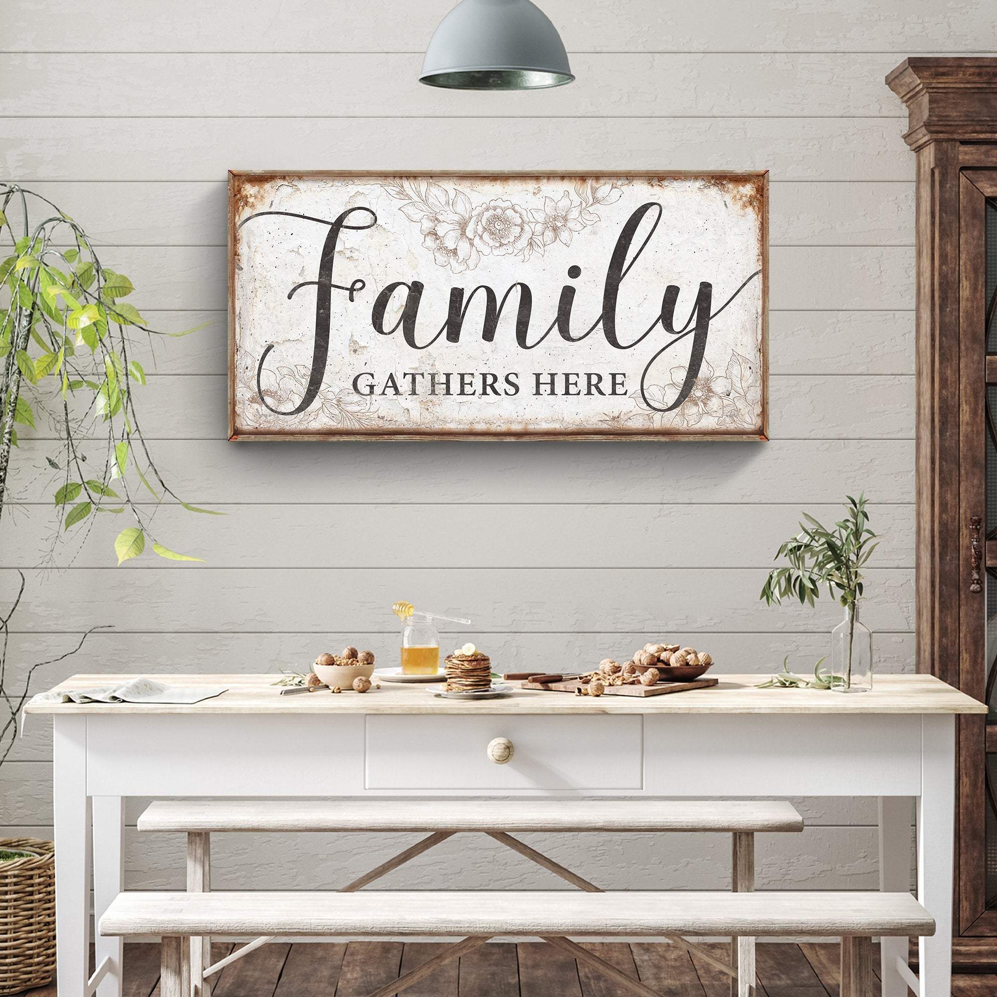 Family Gathers Here Sign - Tailored Canvases - Flyclothing LLC