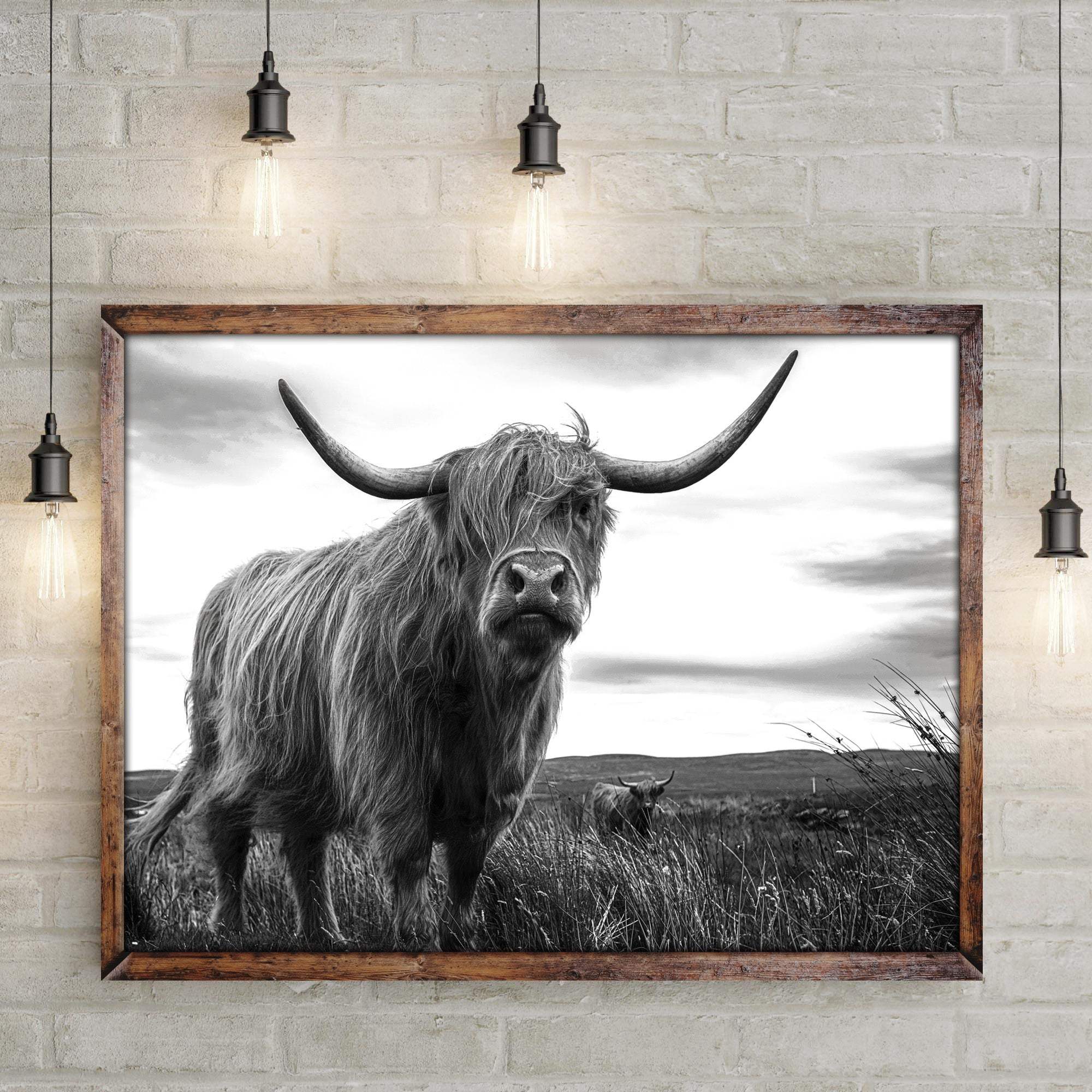 Highland Cow Black And White Portrait Canvas Wall Art - Tailored Canvases - Flyclothing LLC