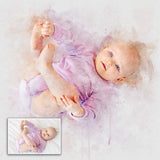 Newborn Baby Watercolor Portrait Custom Wall Art - Tailored Canvases - Flyclothing LLC