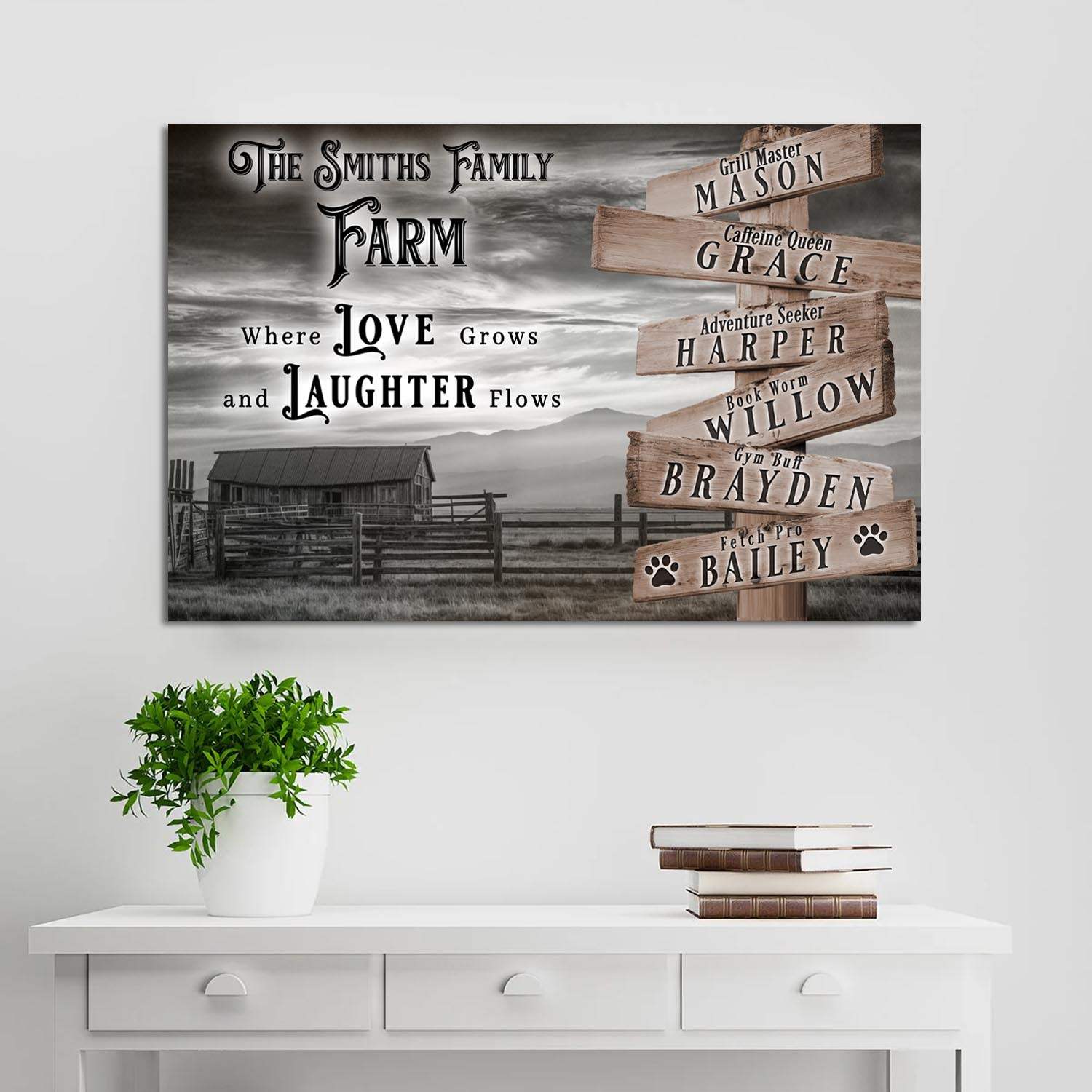 Where Love Grows And Laughter Flows Family Farm Names Sign - Tailored Canvases - Flyclothing LLC