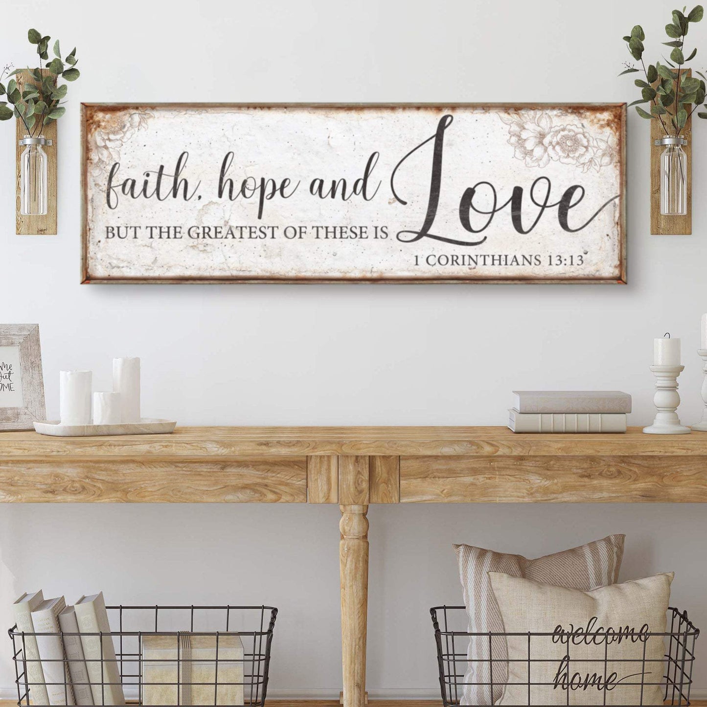 Faith Hope And Love 1 Corinthians 13:13 Faith Sign - Tailored Canvases - Flyclothing LLC