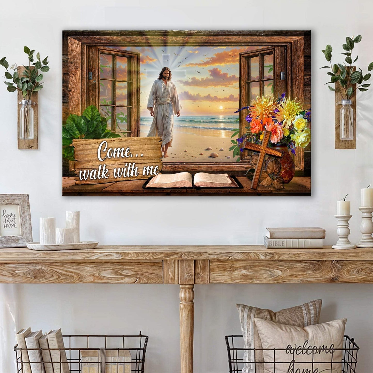 Come Walk With Me Jesus Faith Sign - Tailored Canvases - Flyclothing LLC