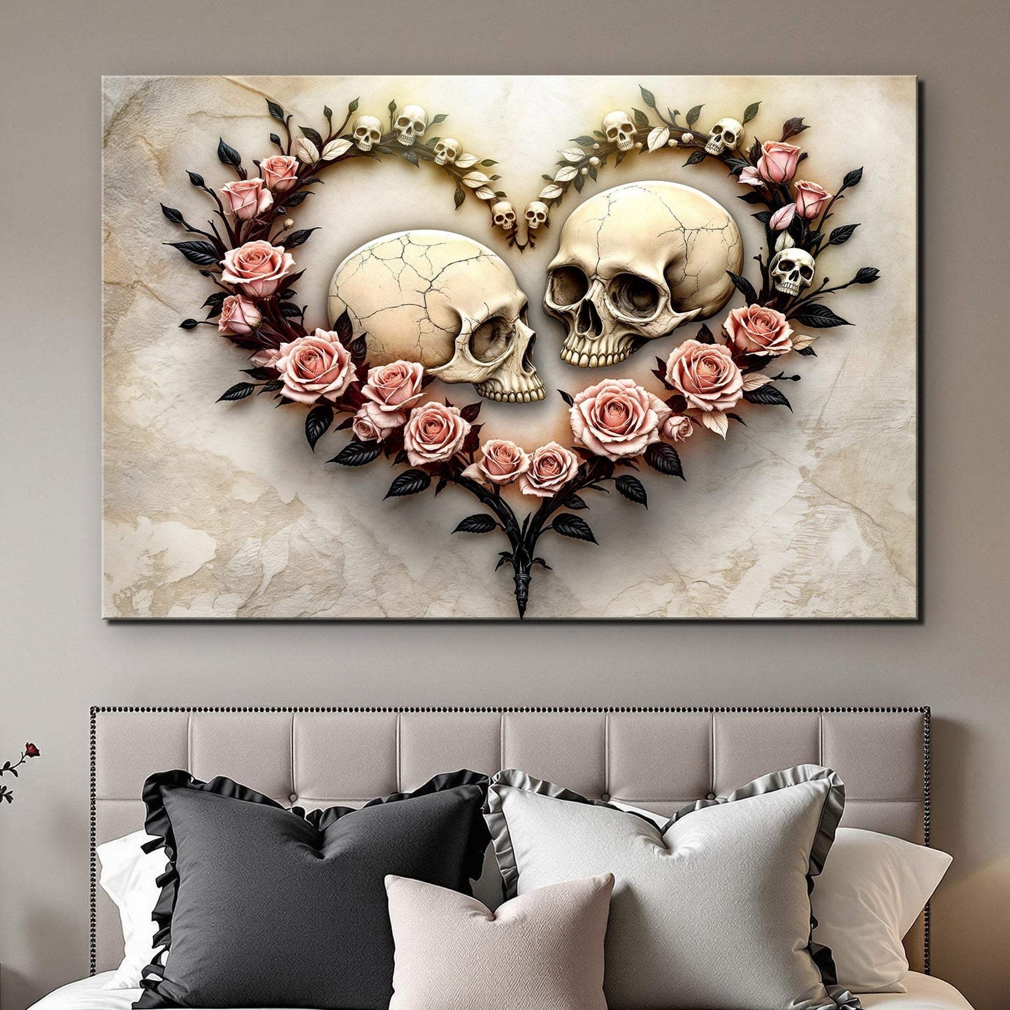 Skull and Flowers Wall Art VI - Tailored Canvases - Flyclothing LLC
