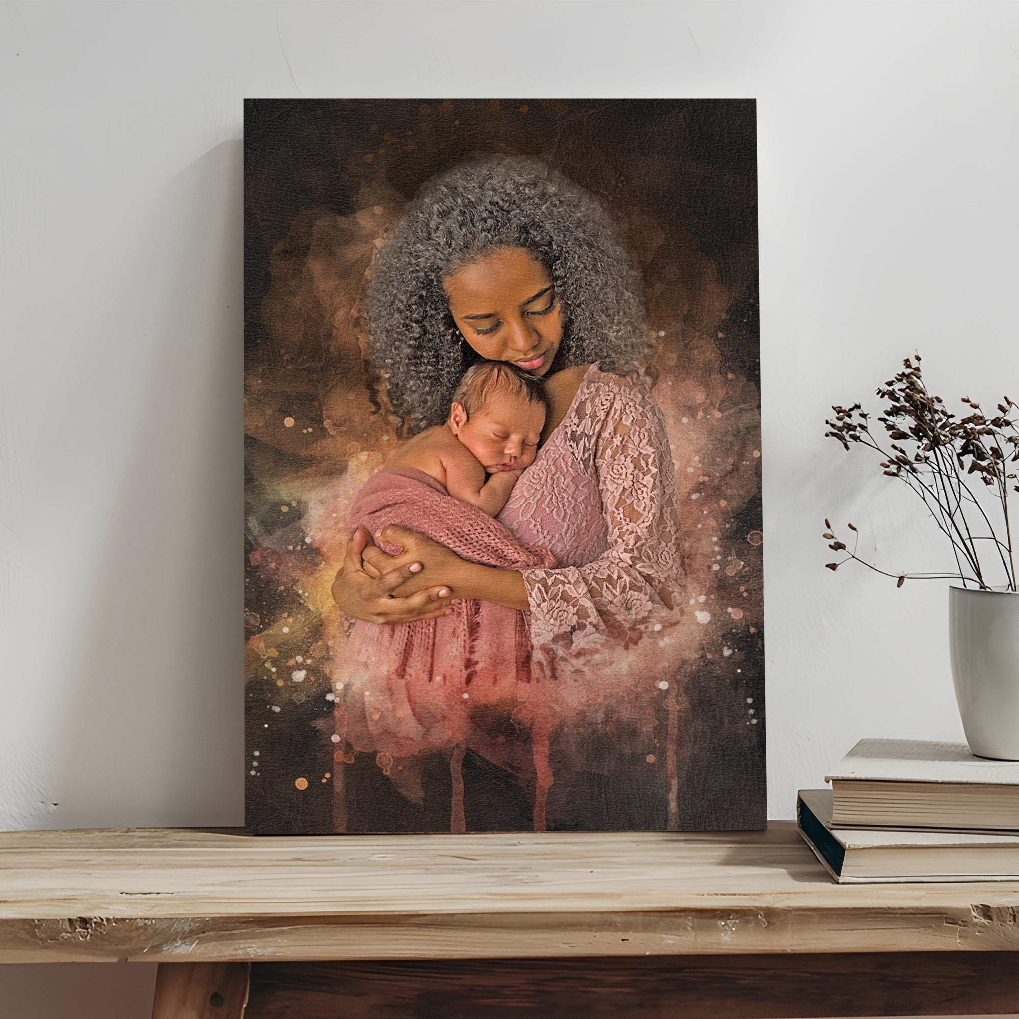 Mother's Day Watercolor Portrait Sign Mother and Child - Tailored Canvases - Flyclothing LLC