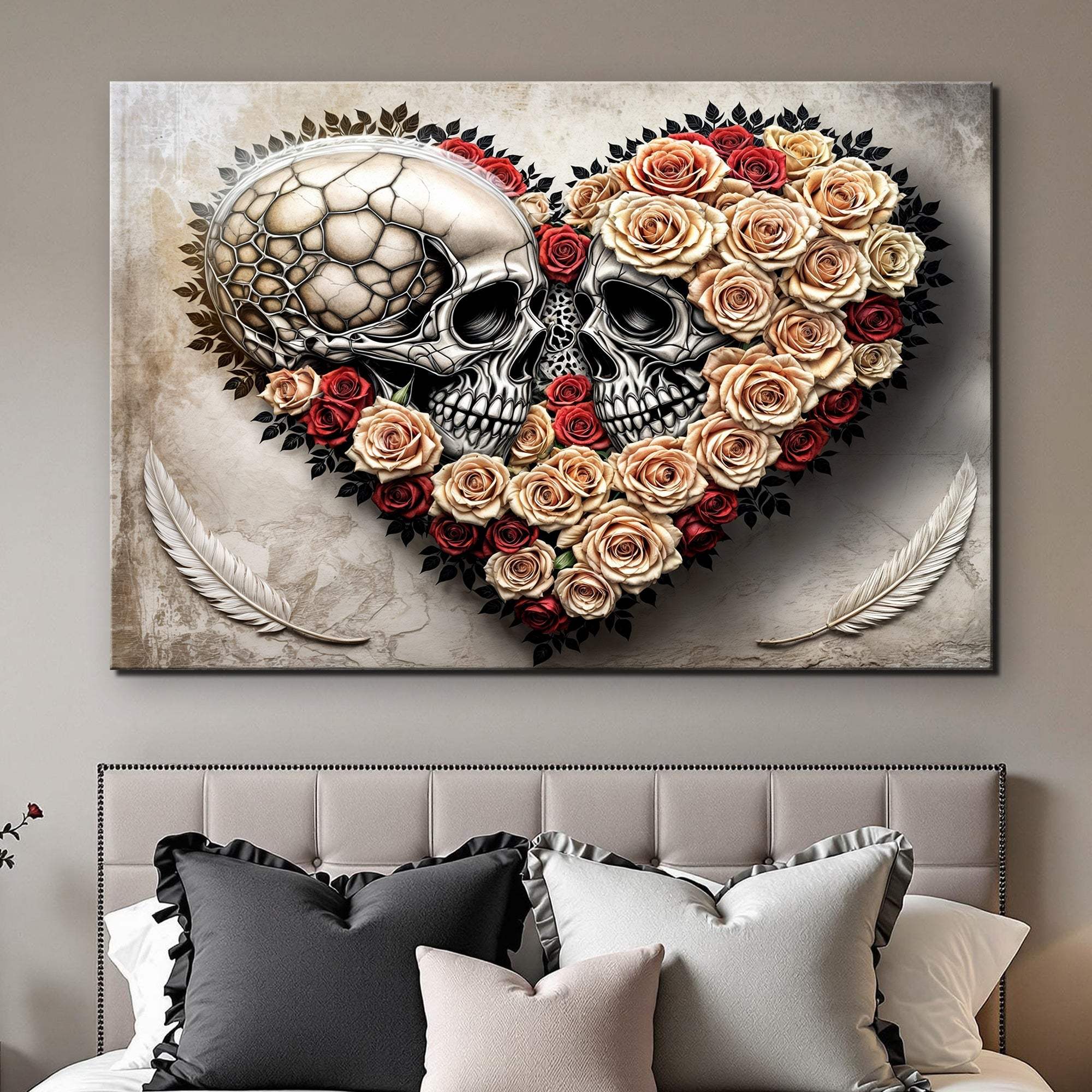 Skull and Flowers Wall Art VII - Tailored Canvases - Flyclothing LLC