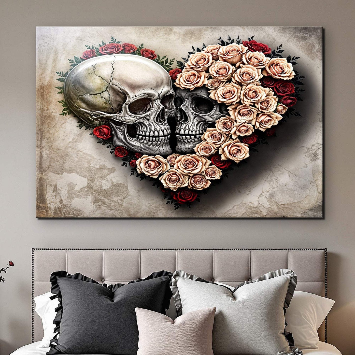 Skull and Flowers Wall Art IX - Tailored Canvases - Flyclothing LLC
