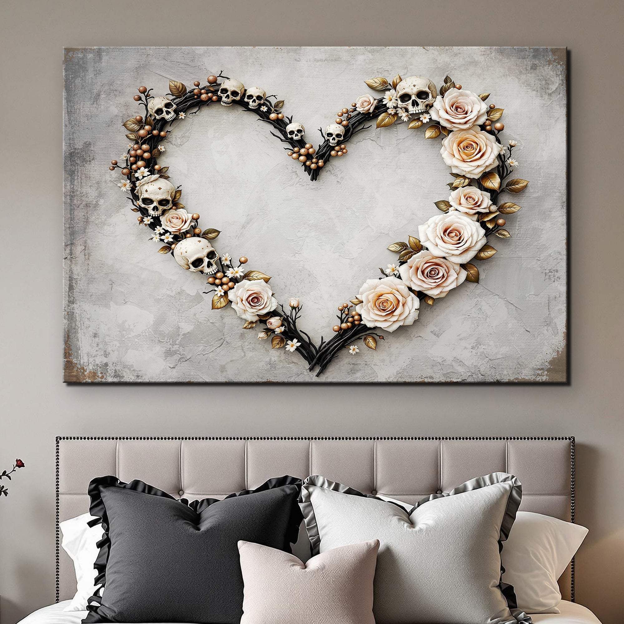 Skull and Flowers Wall Art X - Tailored Canvases - Flyclothing LLC