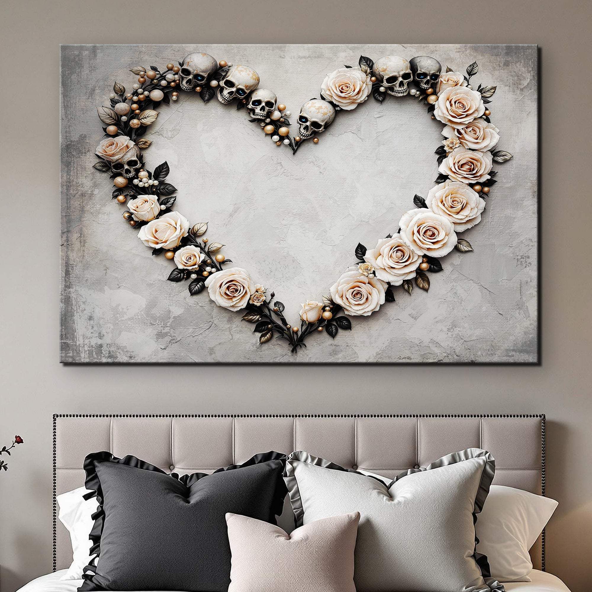 Skull and Flowers Wall Art XI - Tailored Canvases - Flyclothing LLC