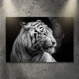 Black And White Smoking Tiger Canvas Wall Art - Tailored Canvases - Flyclothing LLC