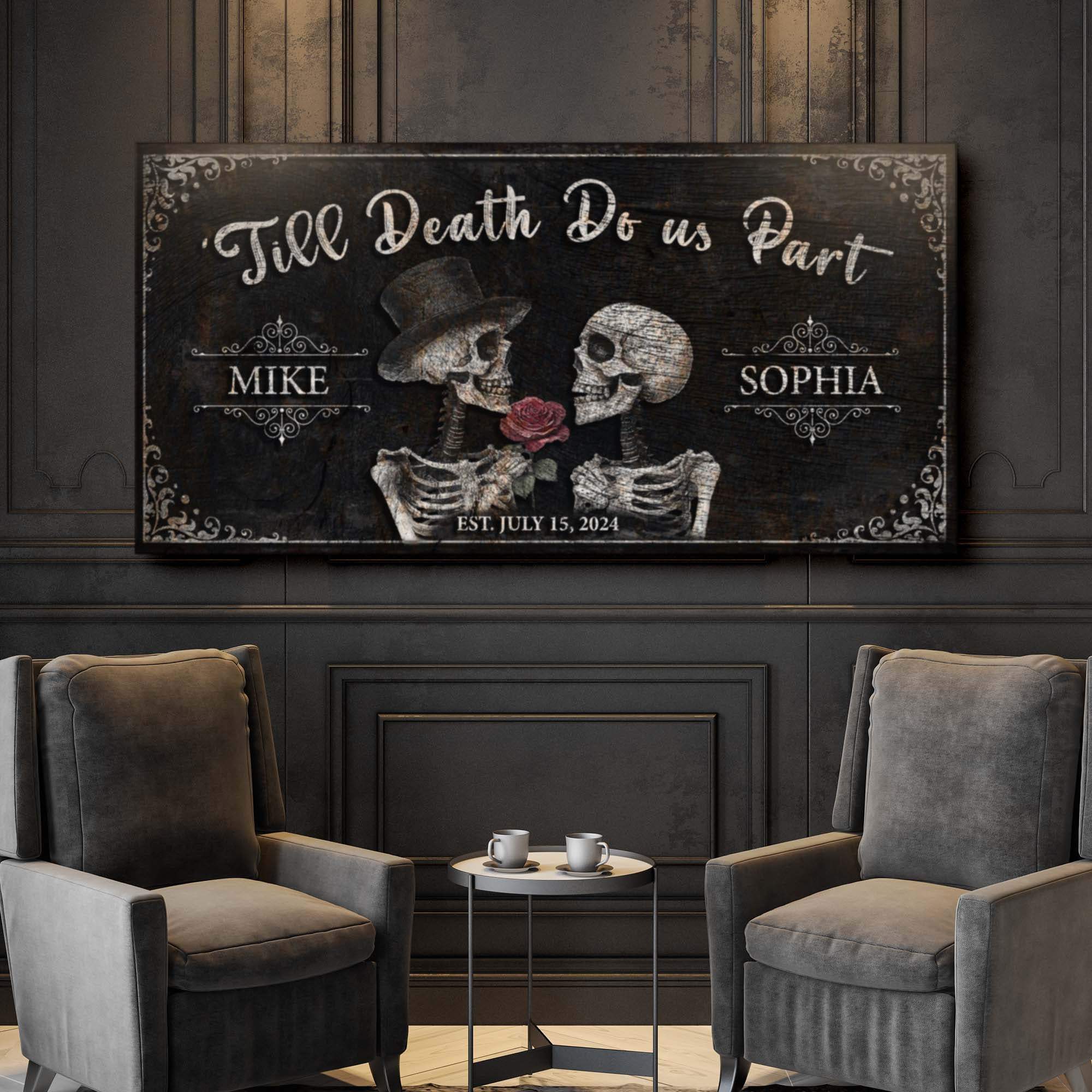 Till Death Do Us Part Skeleton Couple Sign III - Tailored Canvases - Flyclothing LLC
