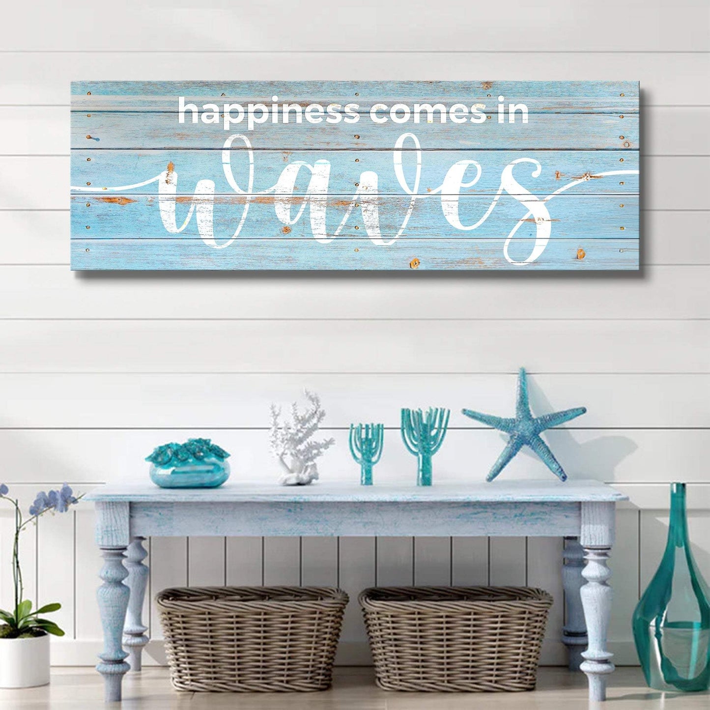 Happiness Comes In Waves Sign - Tailored Canvases - Flyclothing LLC