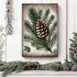 Vintage Winter Pine Cone Christmas Wall Art - Tailored Canvases - Flyclothing LLC